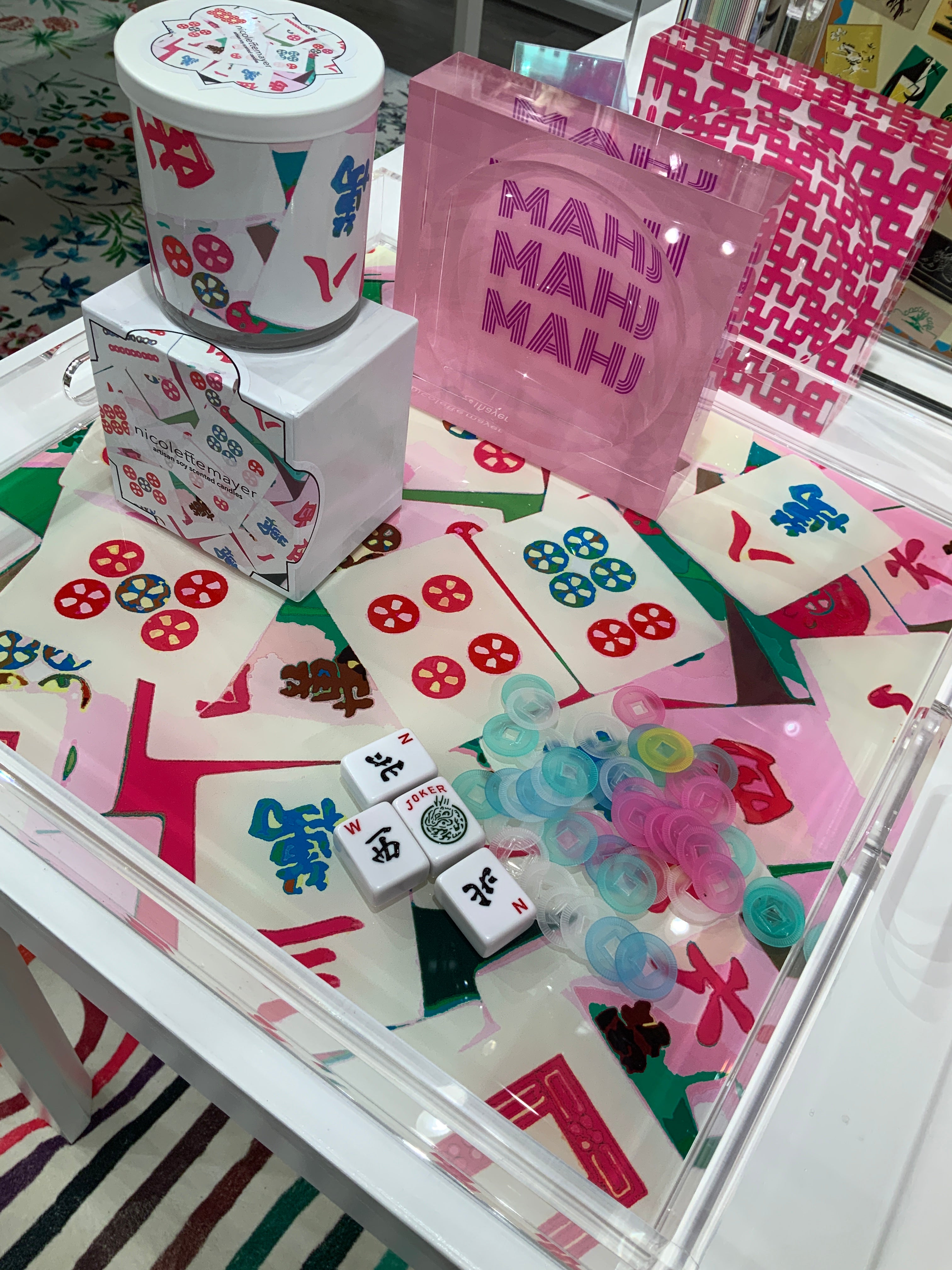 Mahjong Abstract Petal Acrylic Trays