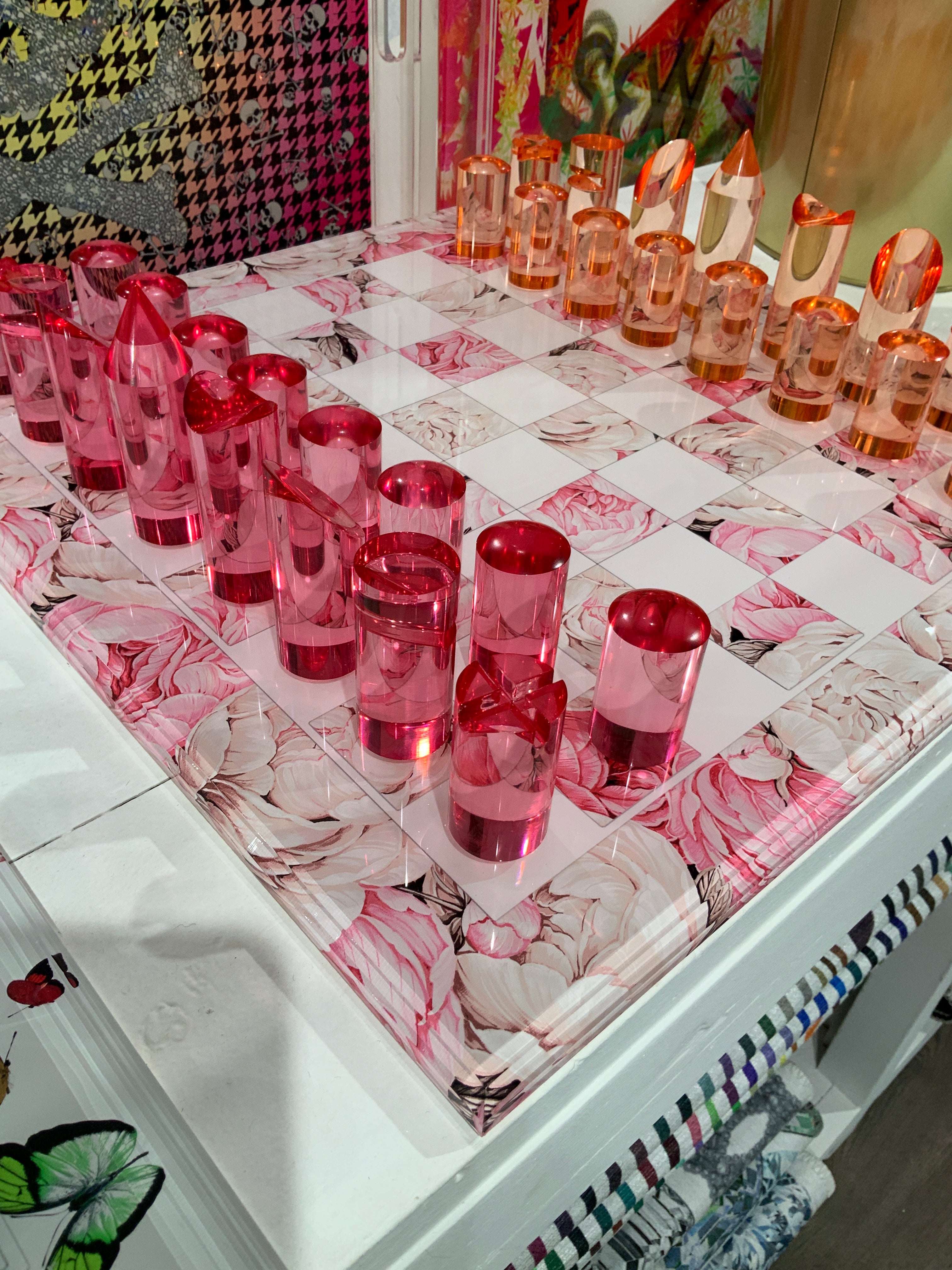 Peony Soft Pink Acrylic Chess - nicolettemayer.com