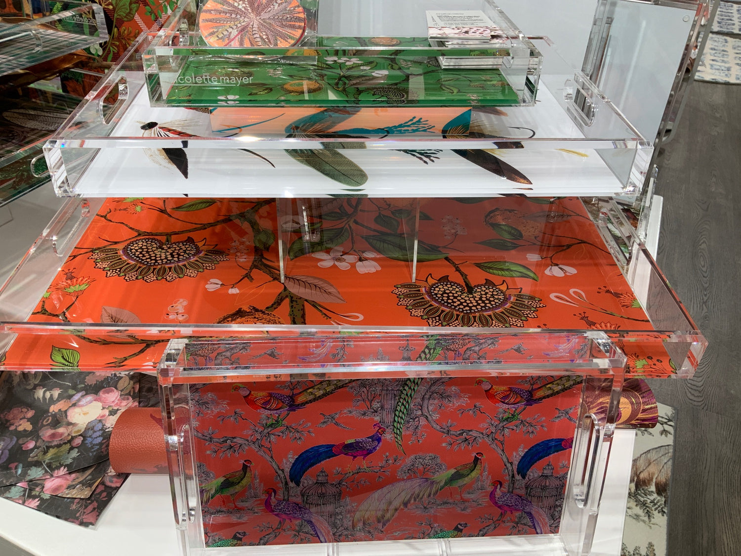 Pheasant Sauvage Loire Acrylic Tray (Set of 3 Nesting Possible)