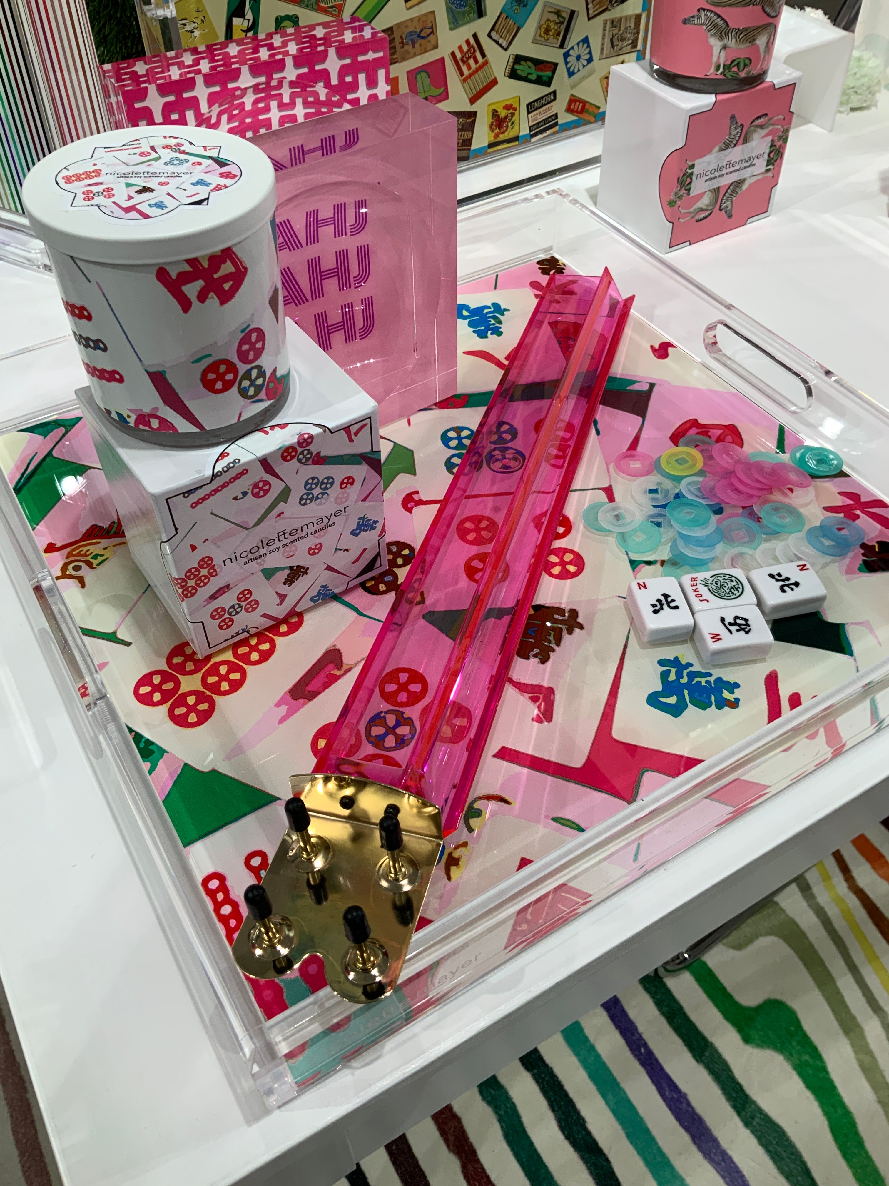 Mahjong Abstract Petal Acrylic Trays
