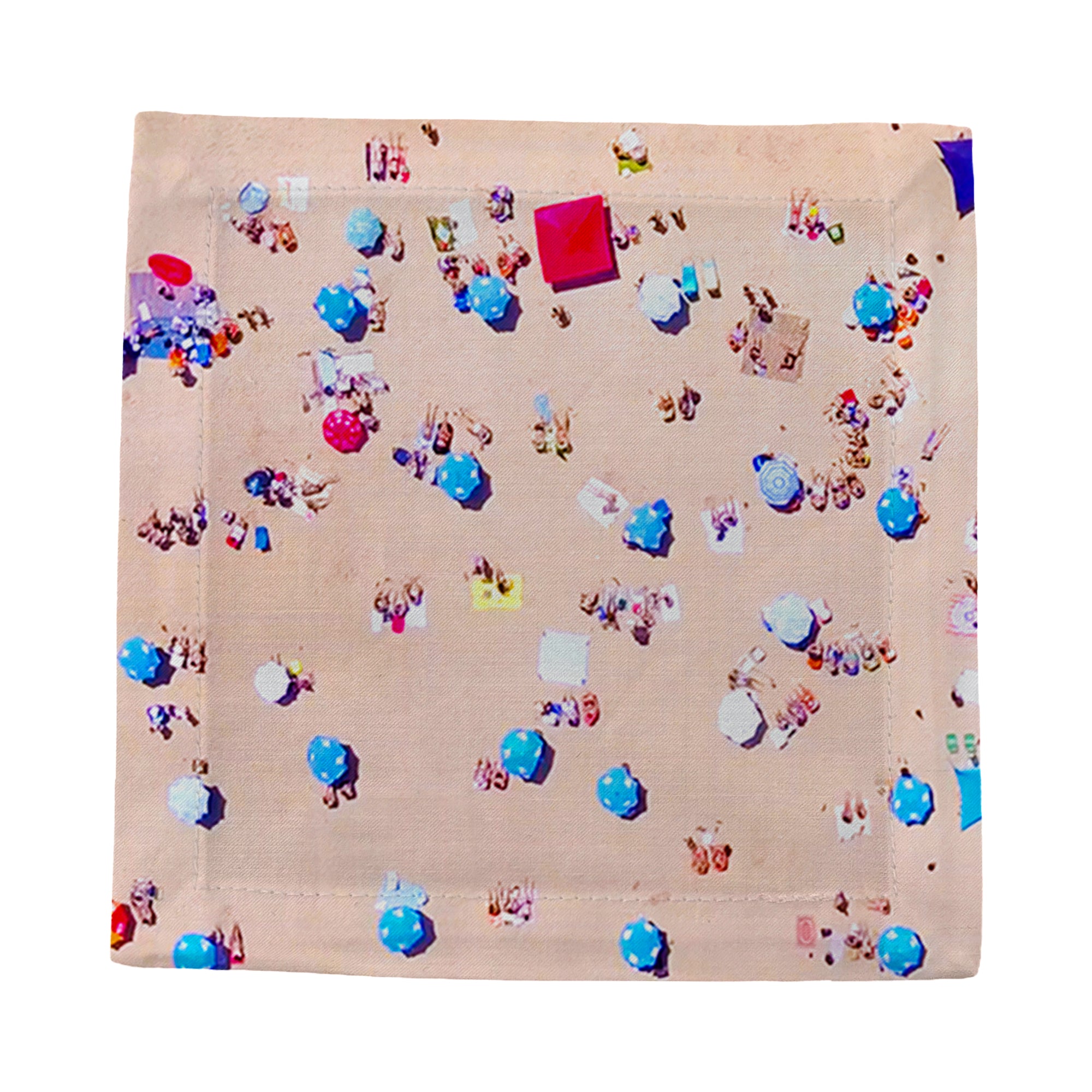 Cocktail en satin de coton 6 x 6, motif scène aérienne de plage, lot de 4