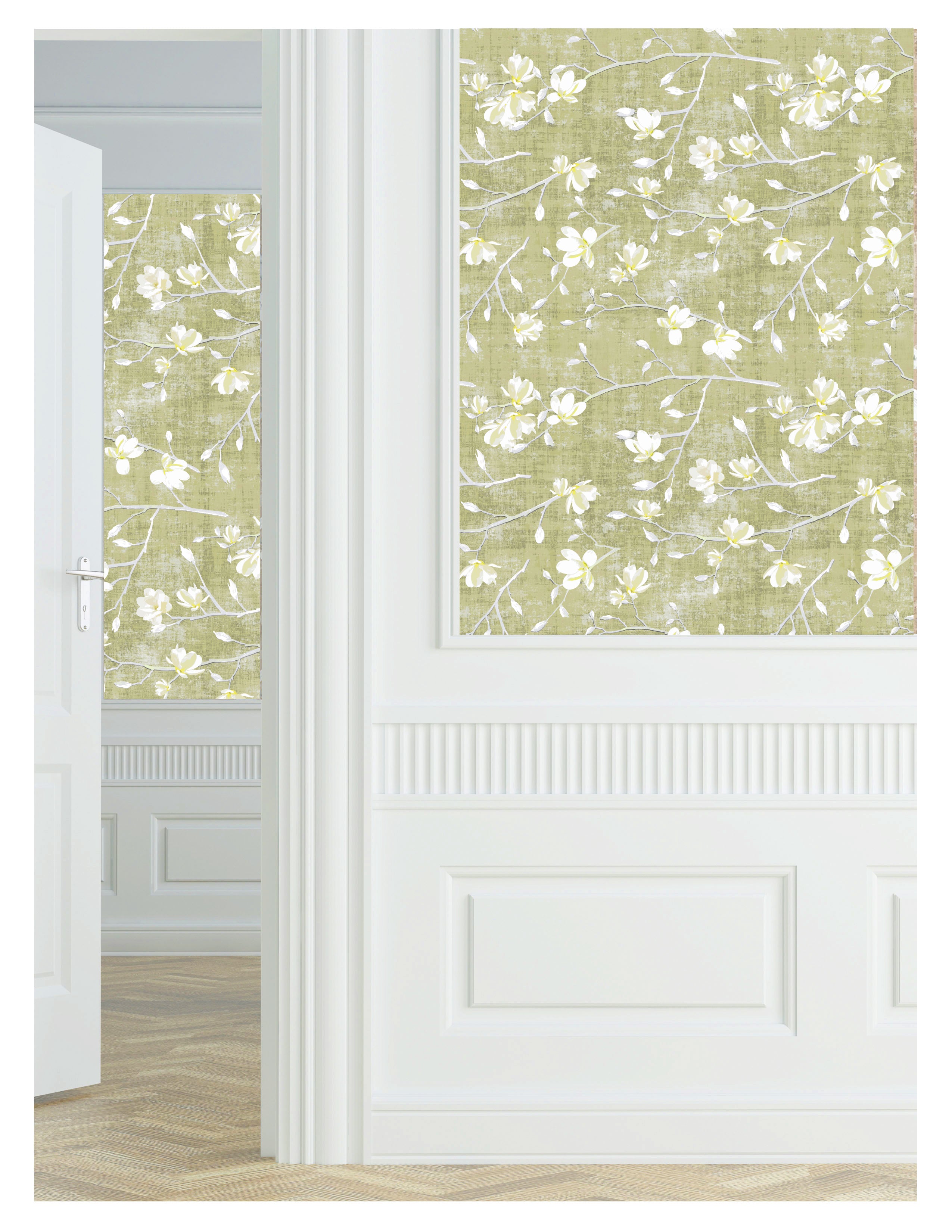 Bloom Wheat Grasscloth Printed Wallpaper - nicolettemayer.com