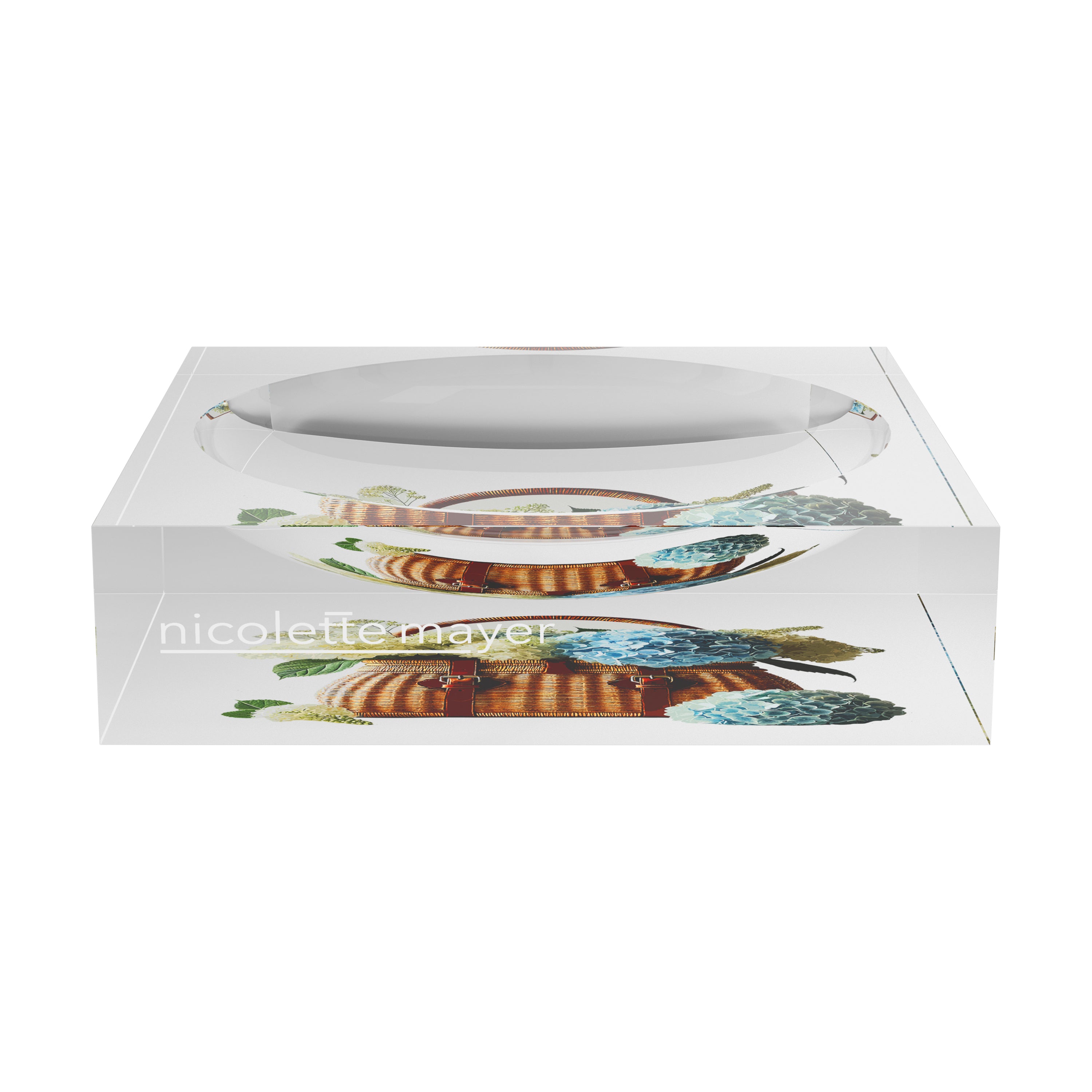 Basket Full Hydrangea Blue Acrylic Candy Catchall Dish