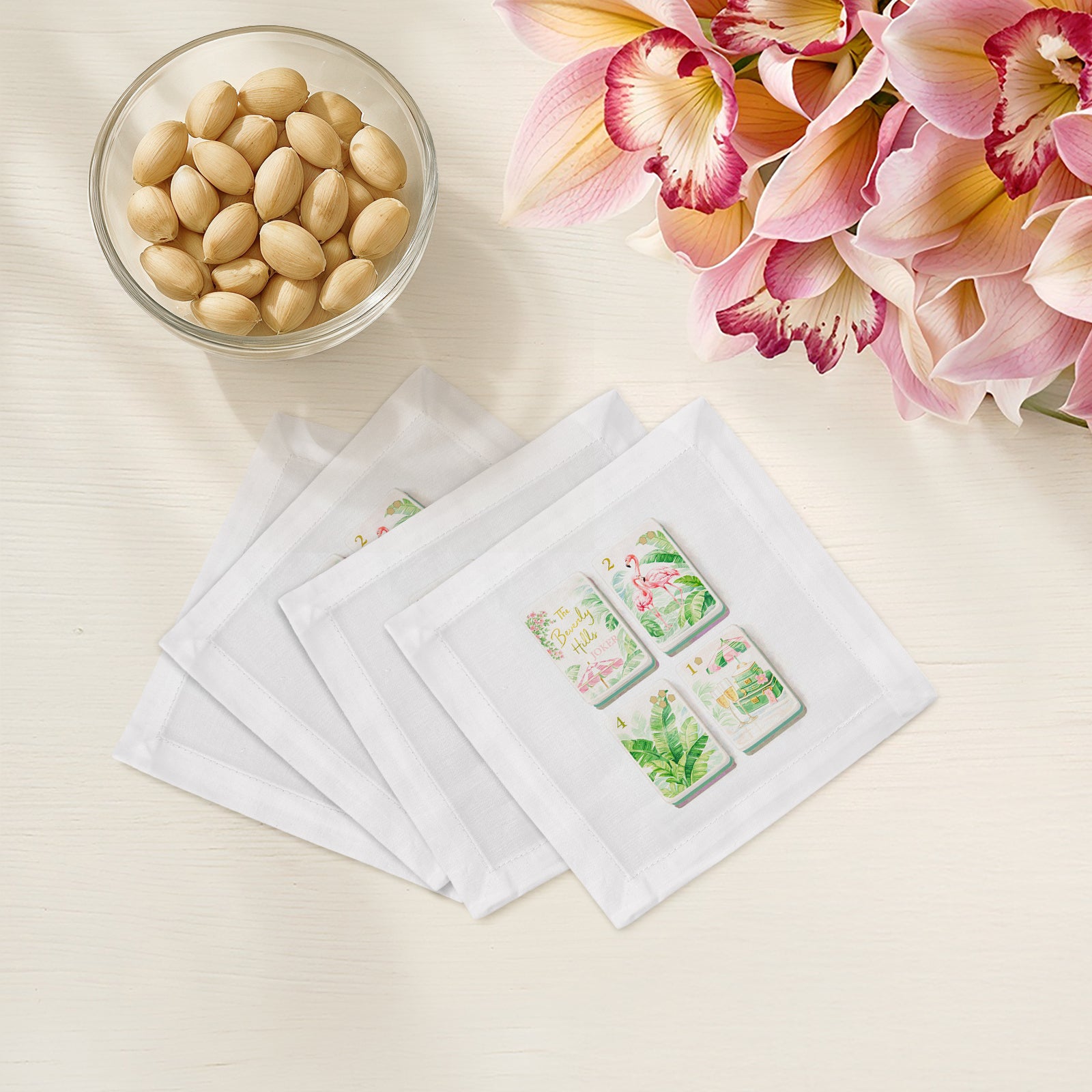 Beverly Theme Mahj Cotton Sateen Cocktail Napkins - nicolettemayer.com