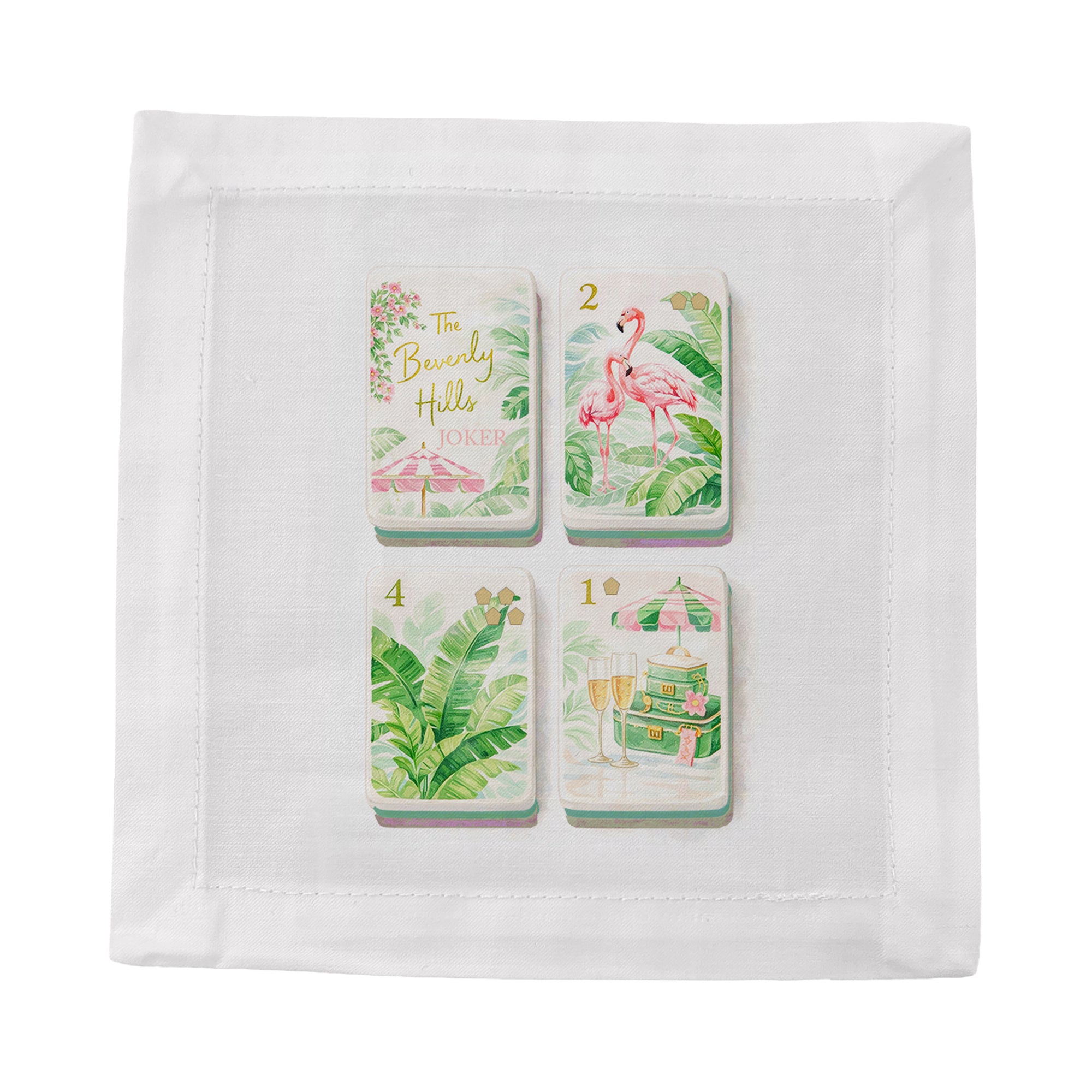 Beverly Theme Mahj Cotton Sateen Cocktail Napkins - nicolettemayer.com