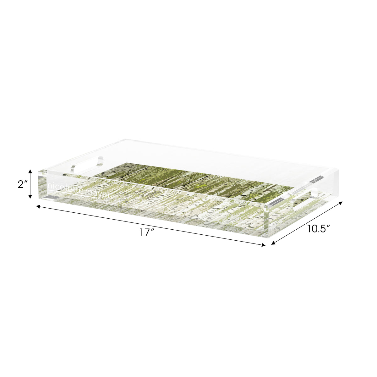 Birch Forest Green Acrylic Decorative Tray, 17 x 10.5 in. by Nicolette Mayer