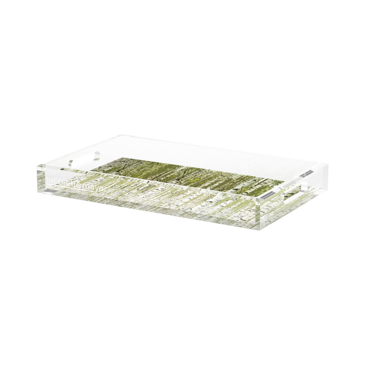 Birch Forest Green Acrylic Decorative Tray, 17 x 10.5 in. by Nicolette Mayer