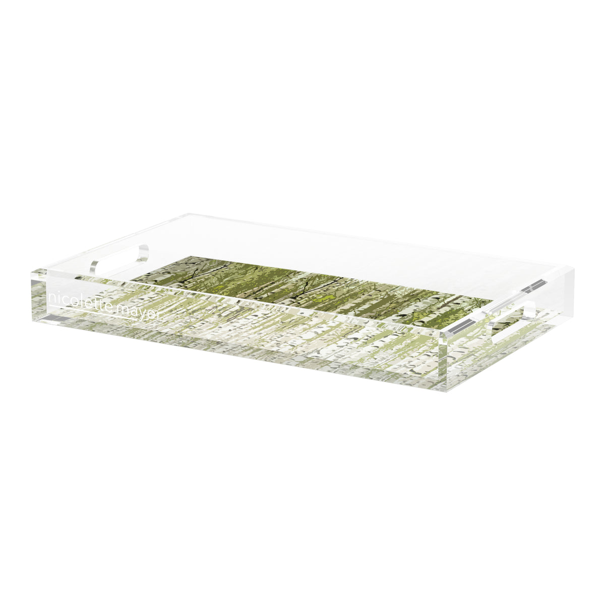 Birch Forest Green Acrylic Decorative Tray, 22.5 x 14.5 in. by Nicolette Mayer