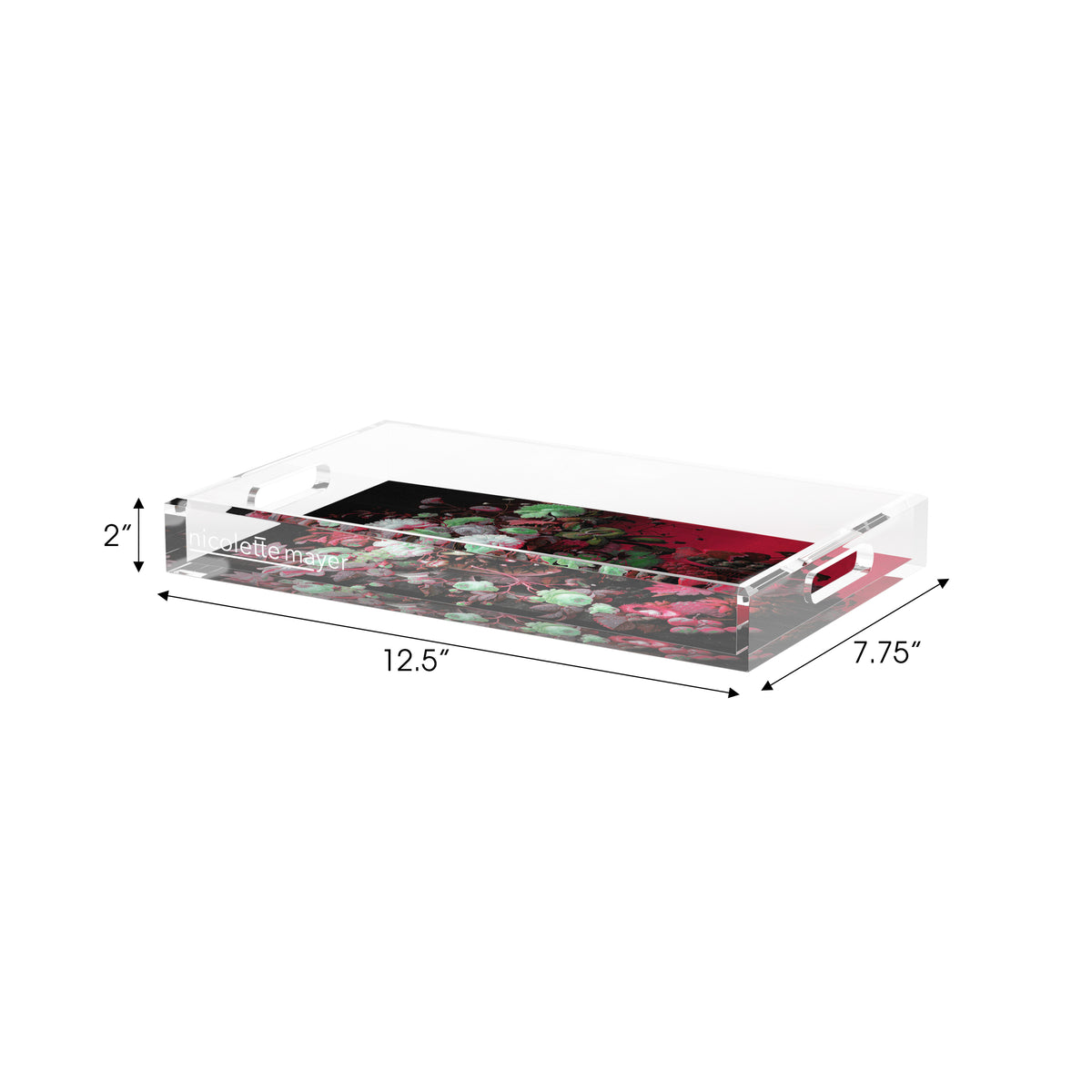 Bird Nest Floral Red Green Acrylic Decorative Tray, 12.5 x 7.75 in. by Nicolette Mayer