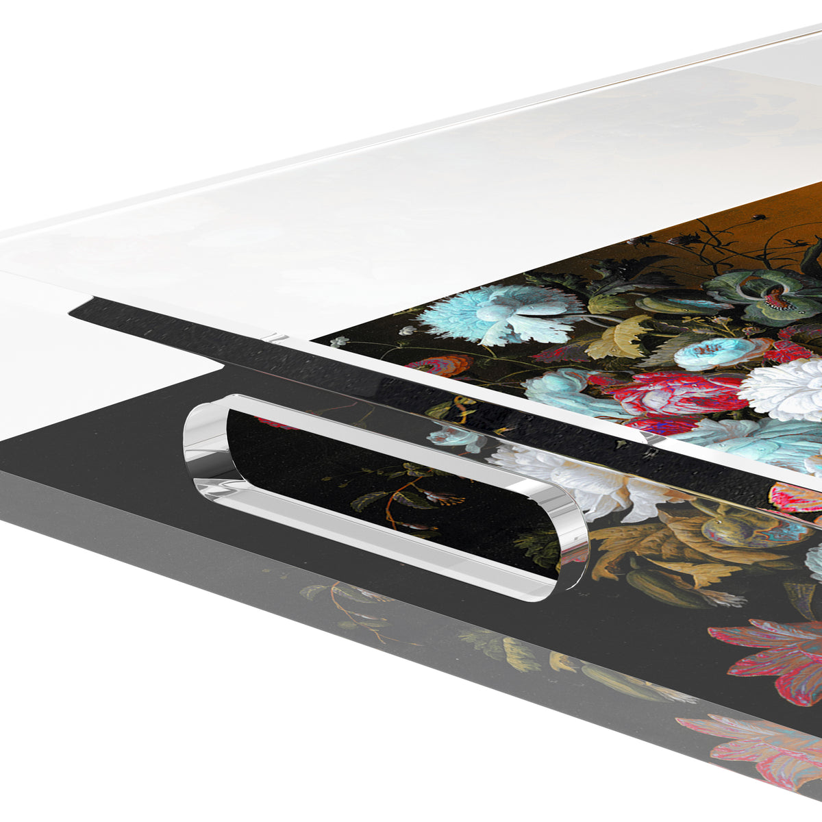 Bird Nest Floral Orchre Verdigris Acrylic Decorative Tray, 12.5 x 7.75 in. by Nicolette Mayer