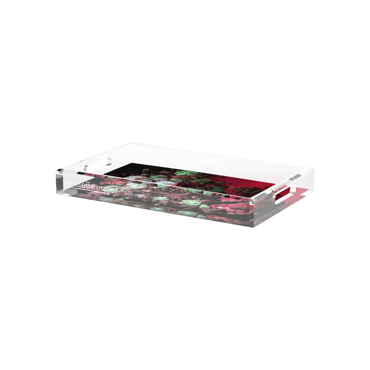 Bird Nest Floral Red Green Acrylic Decorative Tray, 12.5 x 7.75 in. by Nicolette Mayer