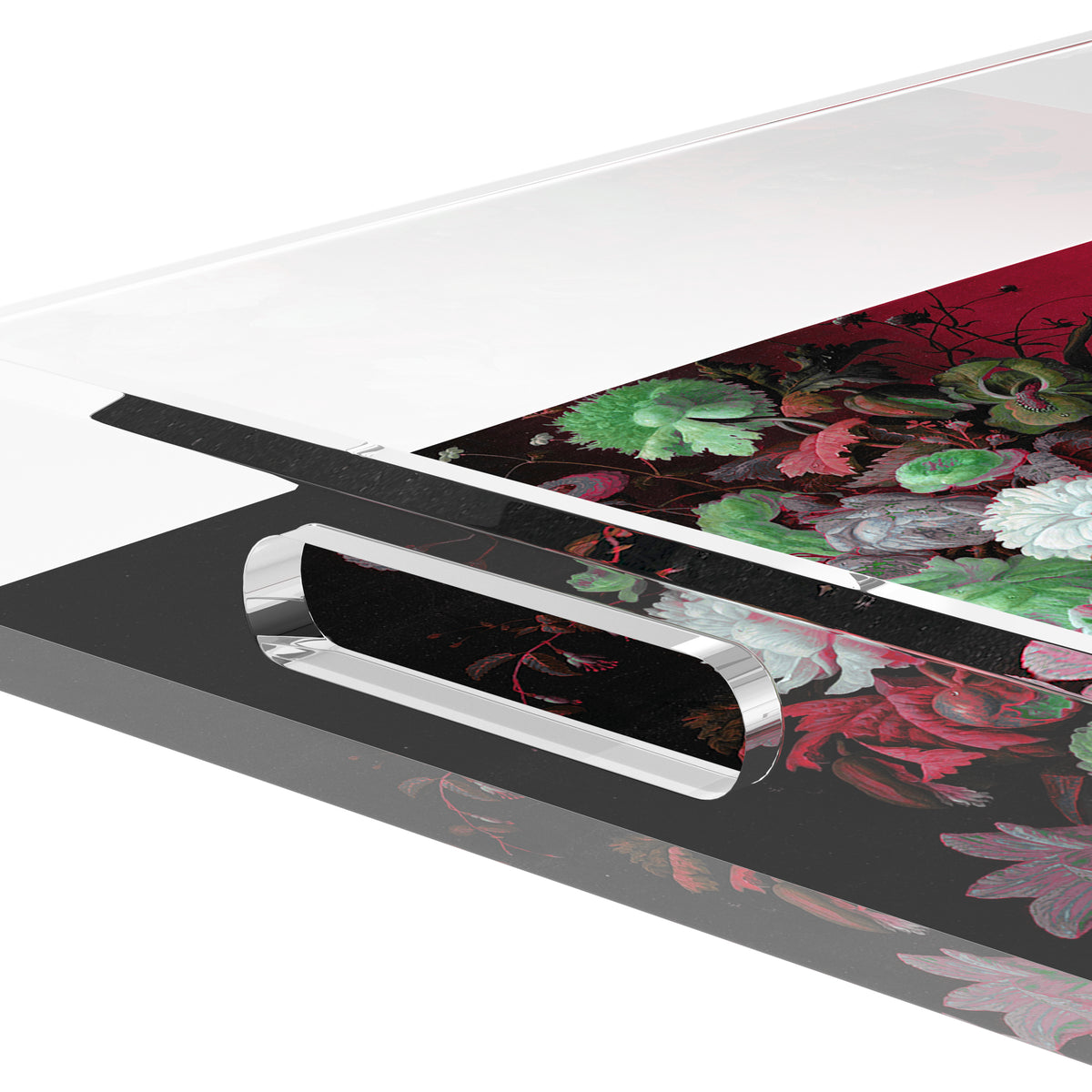 Bird Nest Floral Red Green Acrylic Decorative Tray, 12.5 x 7.75 in. by Nicolette Mayer
