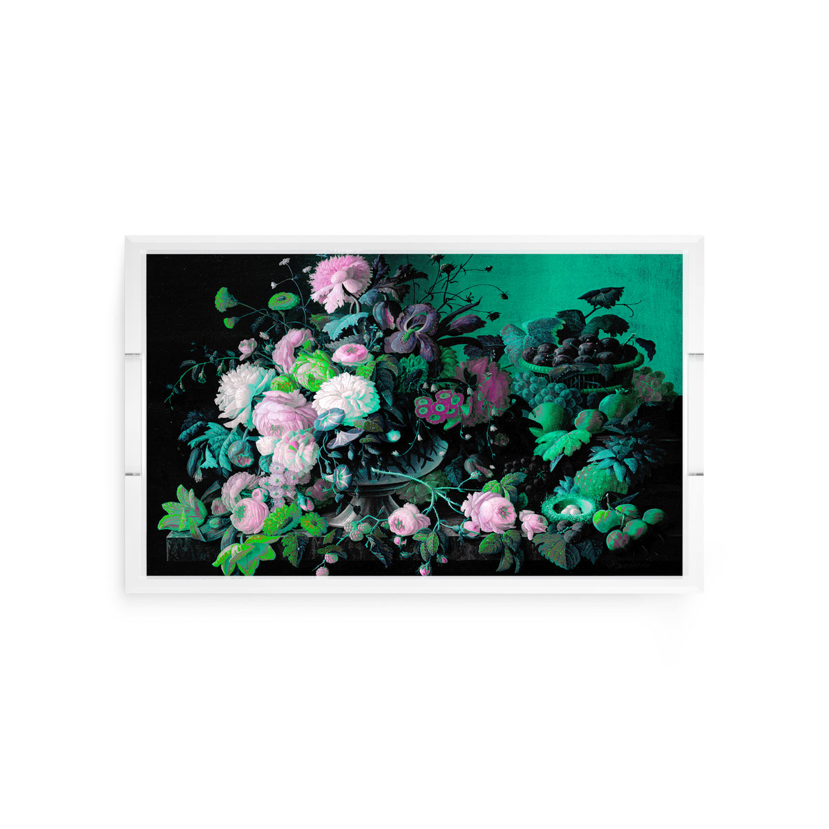 Bird Nest Floral Verdigris Pink Acrylic Decorative Tray, 12.5 x 7.75 in. by Nicolette Mayer