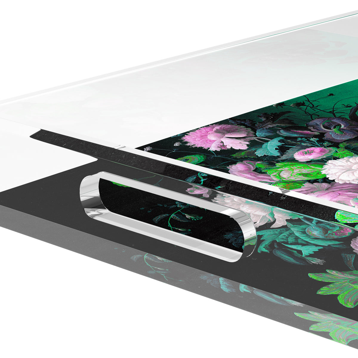 Bird Nest Floral Verdigris Pink Acrylic Decorative Tray, 12.5 x 7.75 in. by Nicolette Mayer