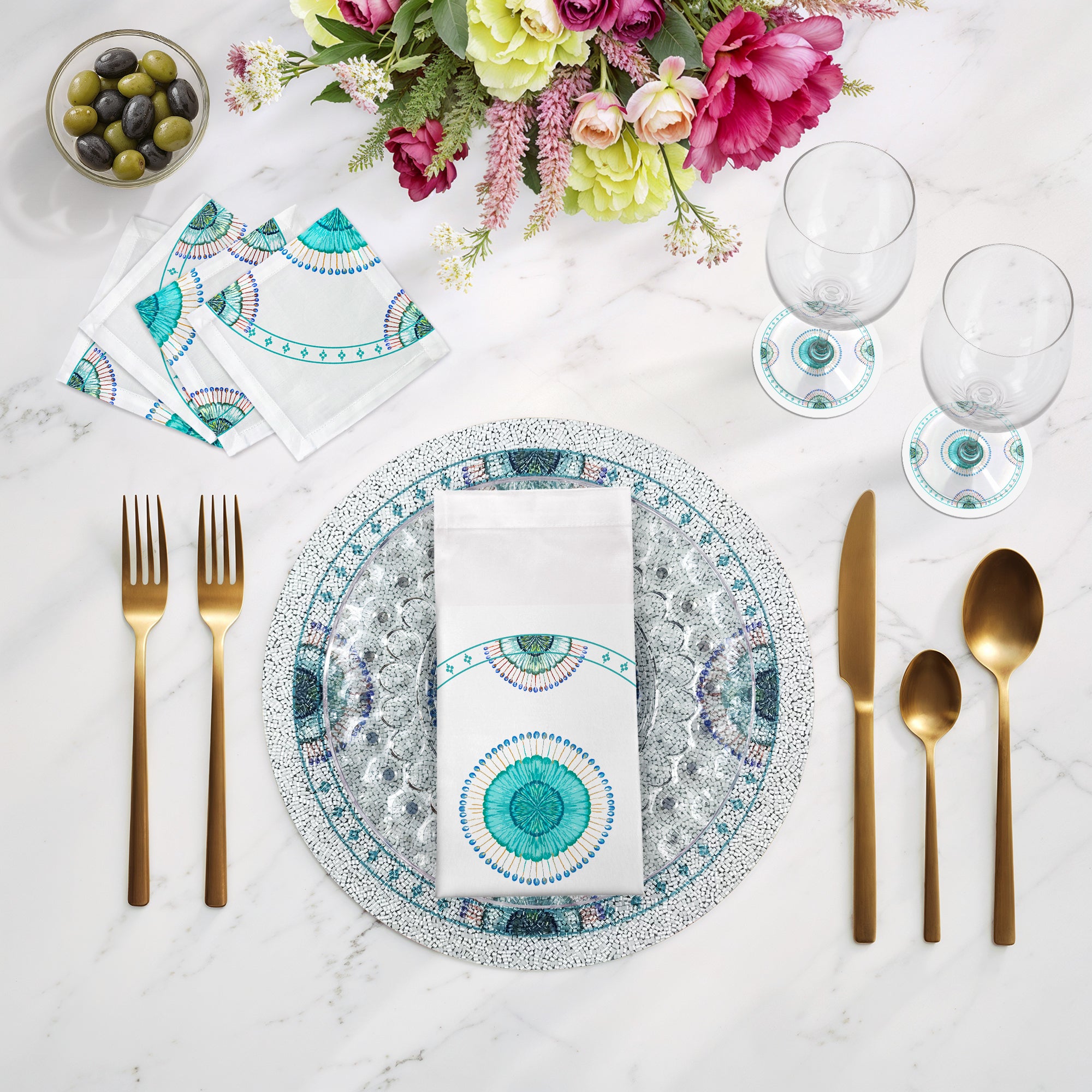 Birds Of A Feather Round Beaded Placemat Rough Cut