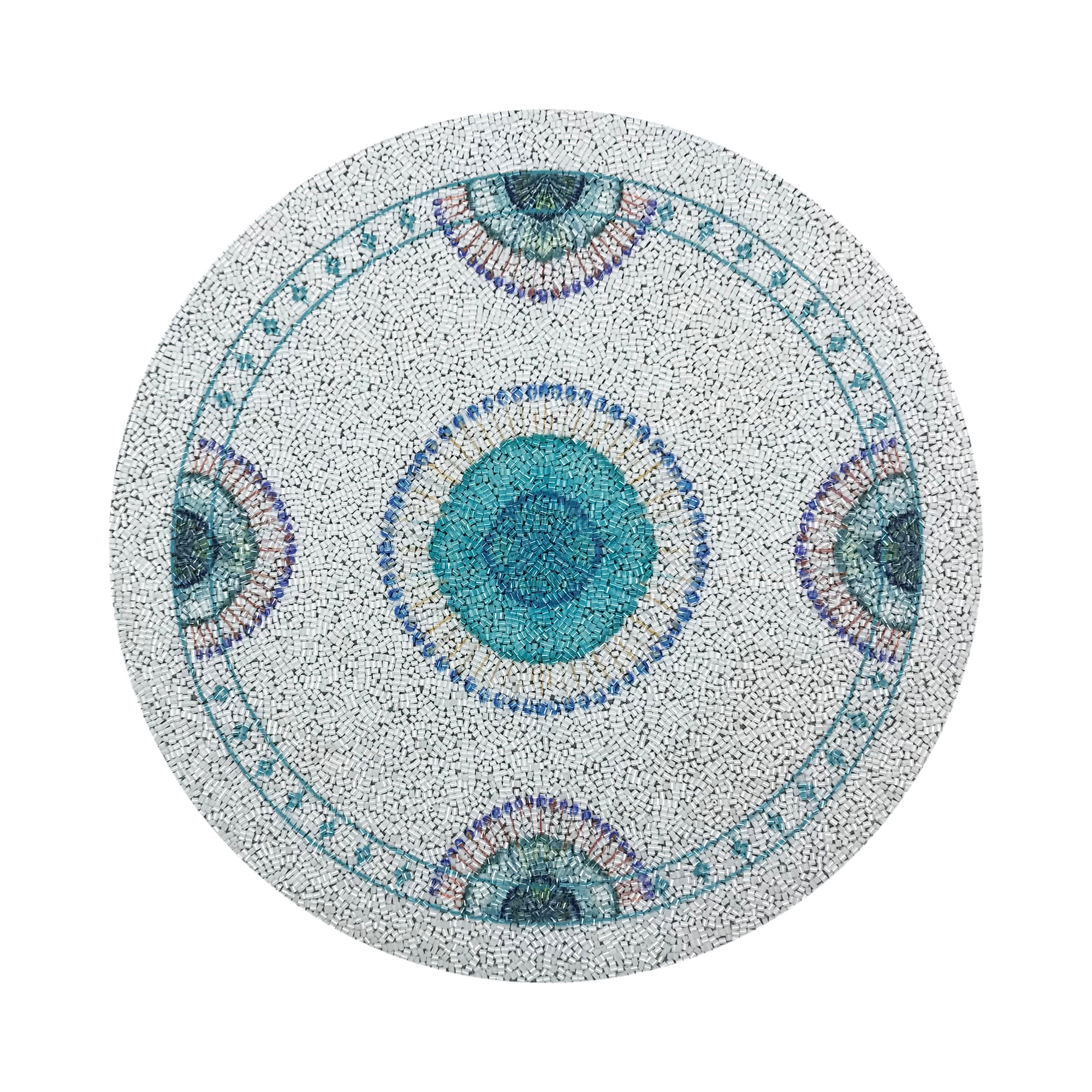 Birds Of A Feather Round Beaded Placemat Rough Cut