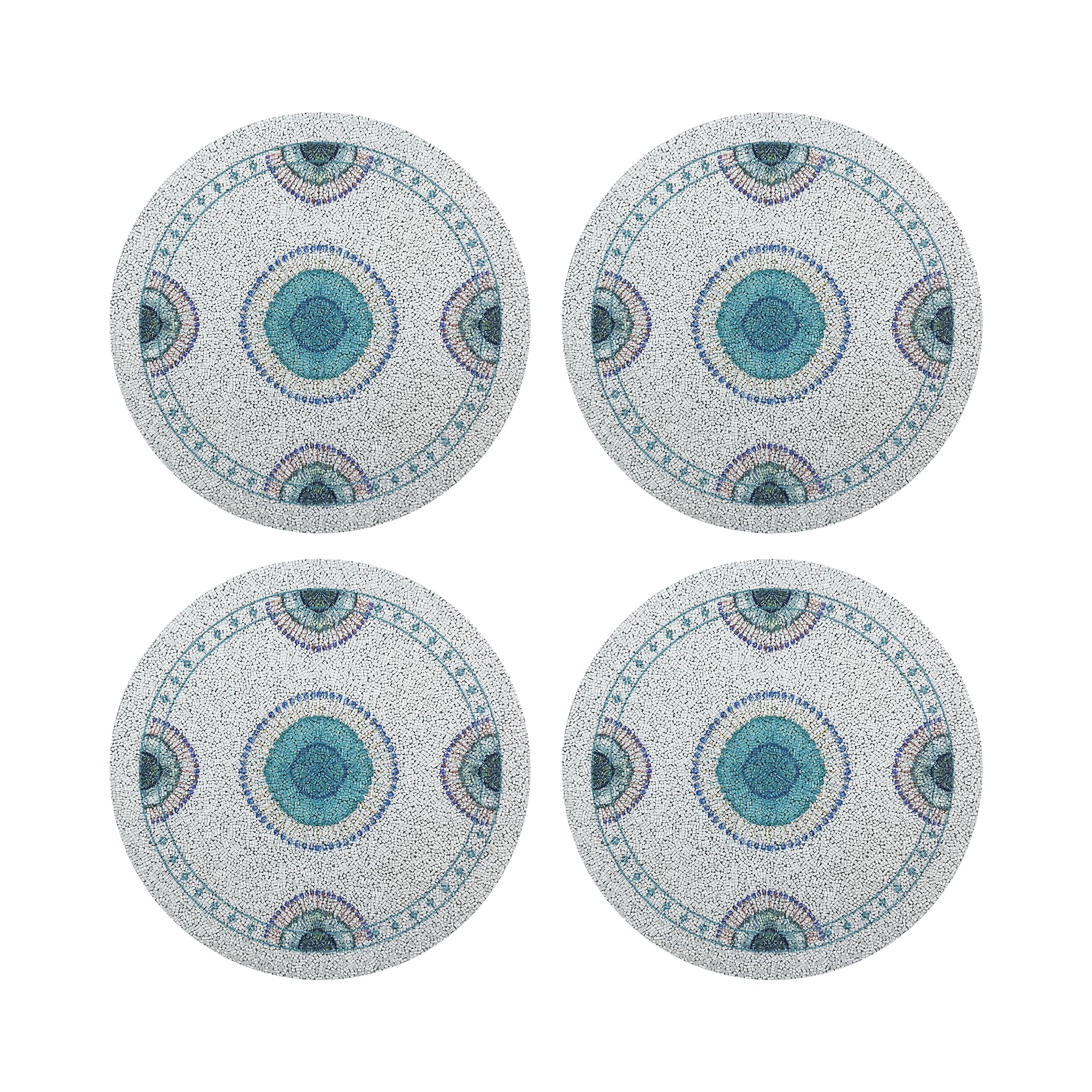 Birds Of A Feather Round Beaded Placemat Rough Cut