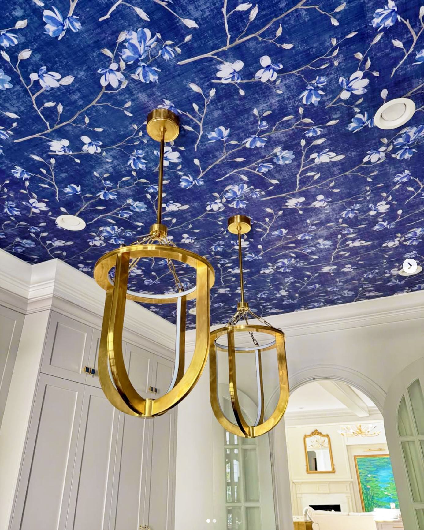 Bloom Delft Blue Wallpaper, Per Yard