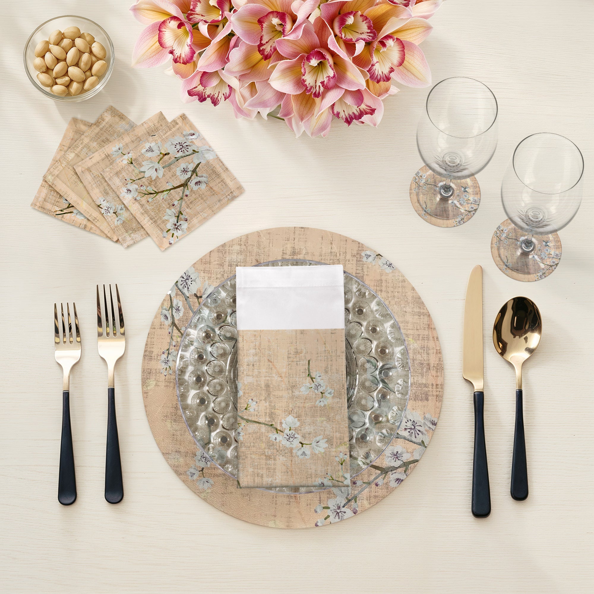 Blossom Fantasia Romance 16 Round Pebble Placemats, Set Of 4 - nicolettemayer.com