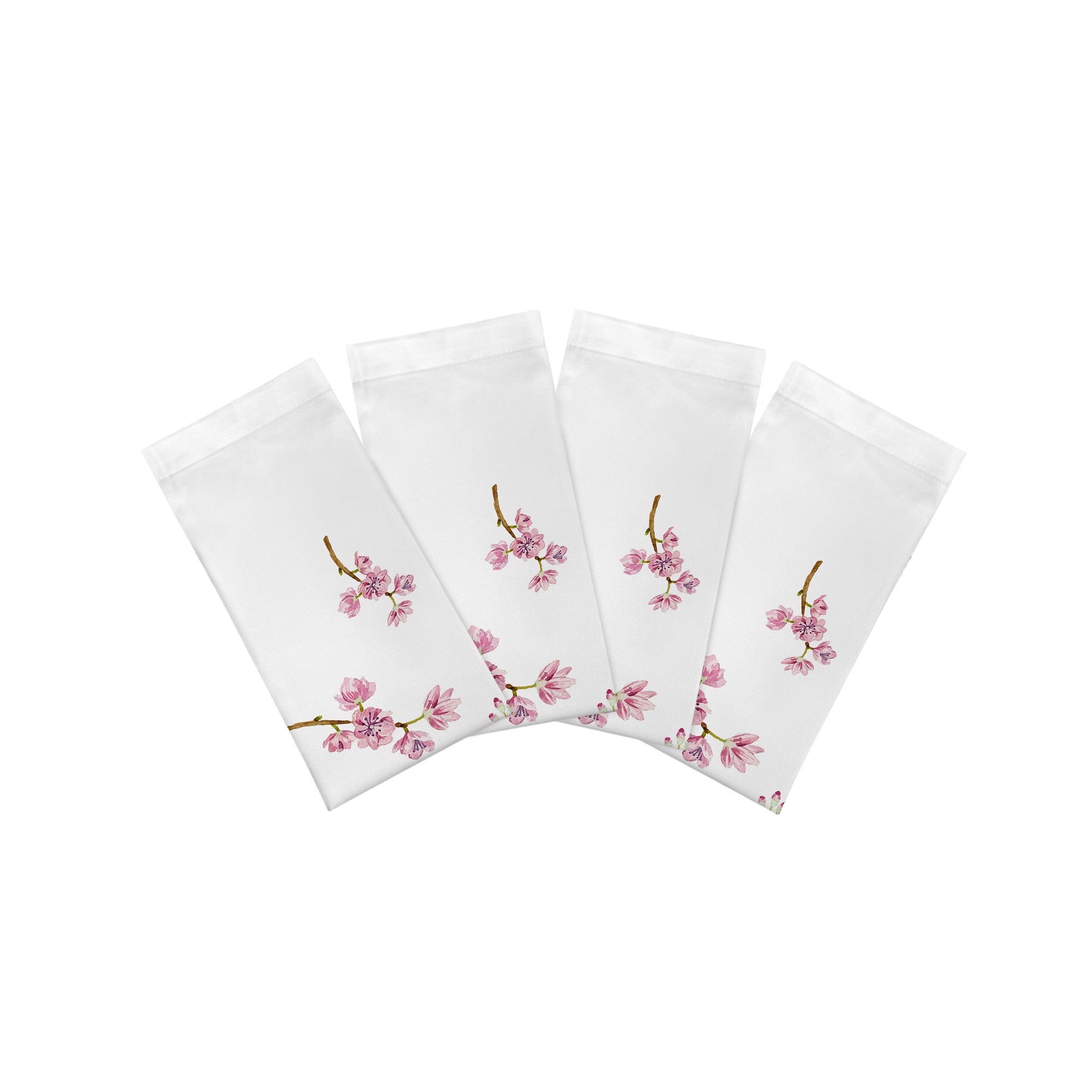 Blossom Fantasia White Cotton Sateen Dinner Napkins