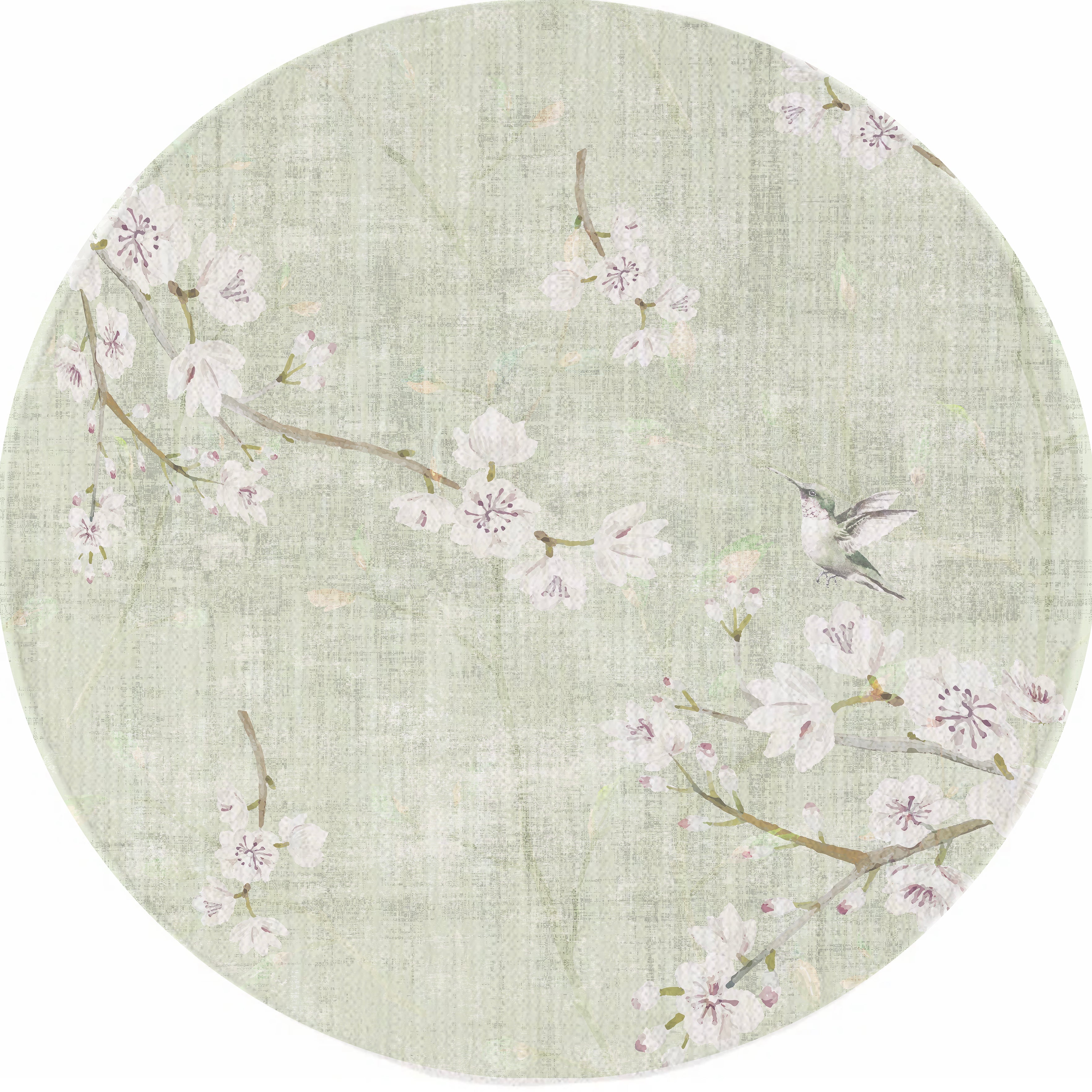 Blossom Fantasia Celadon Round Chenille Washable Rug