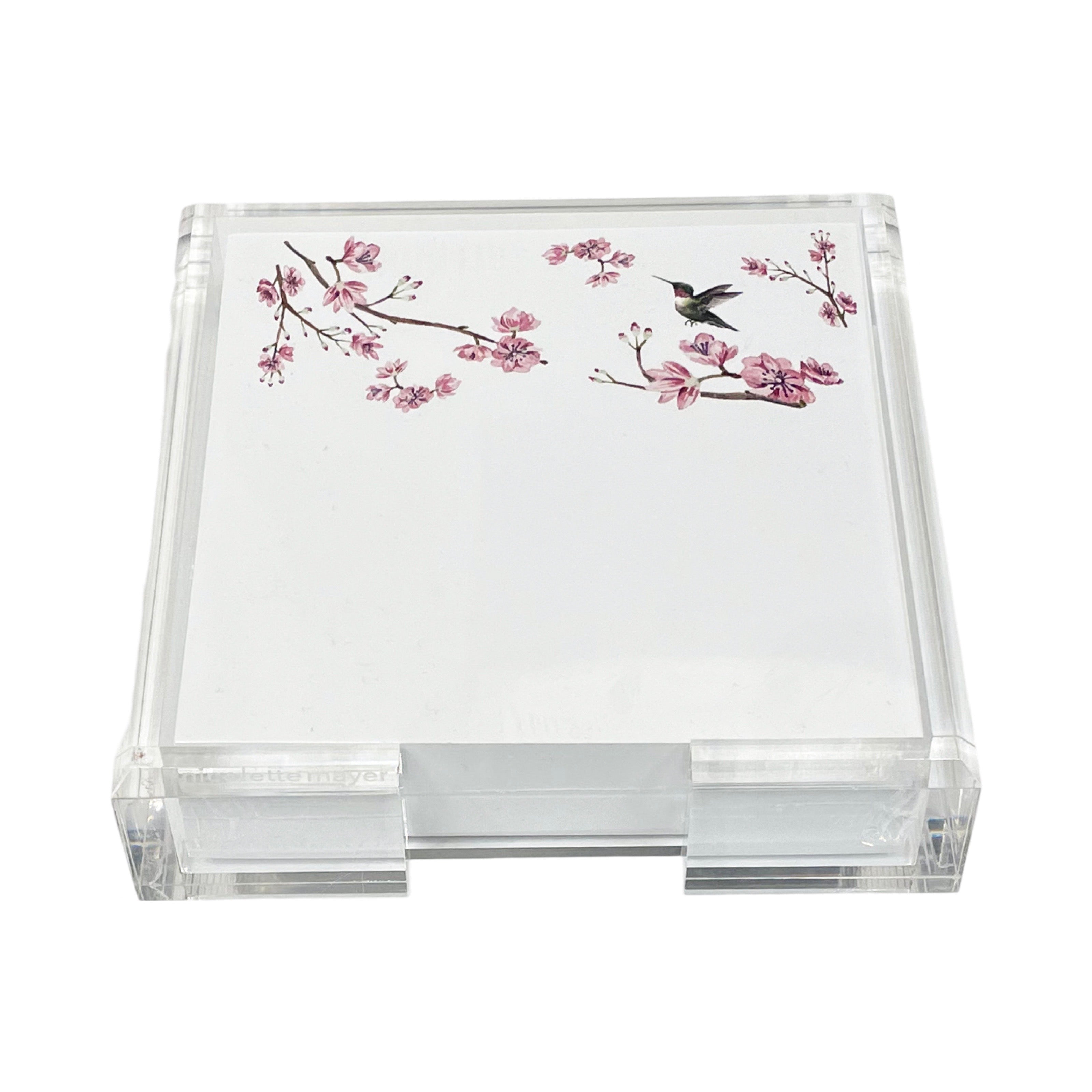 Blossom Fantasia White Note Cards With Acrylic Holder