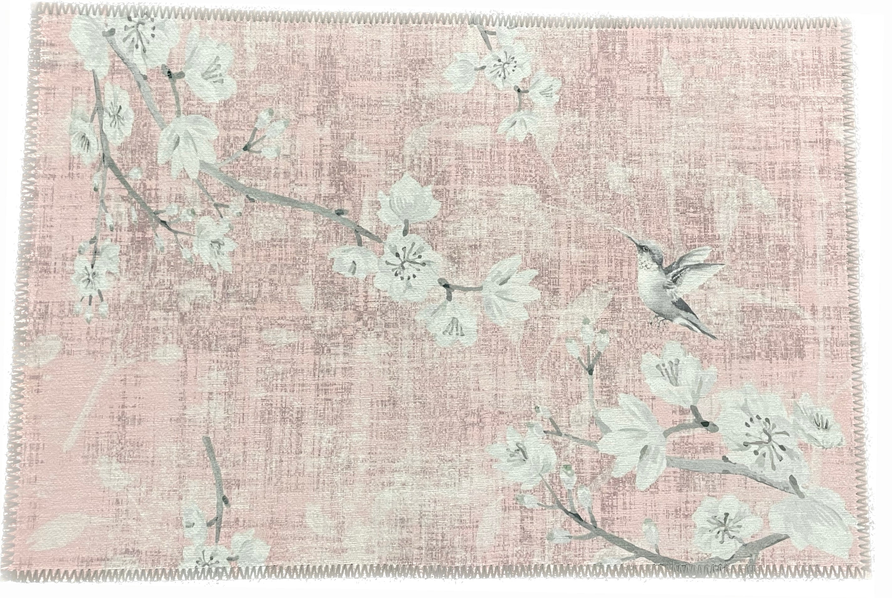 Waschbarer Chenille-Teppich „Blossom Fantasia“ in Zartrosa