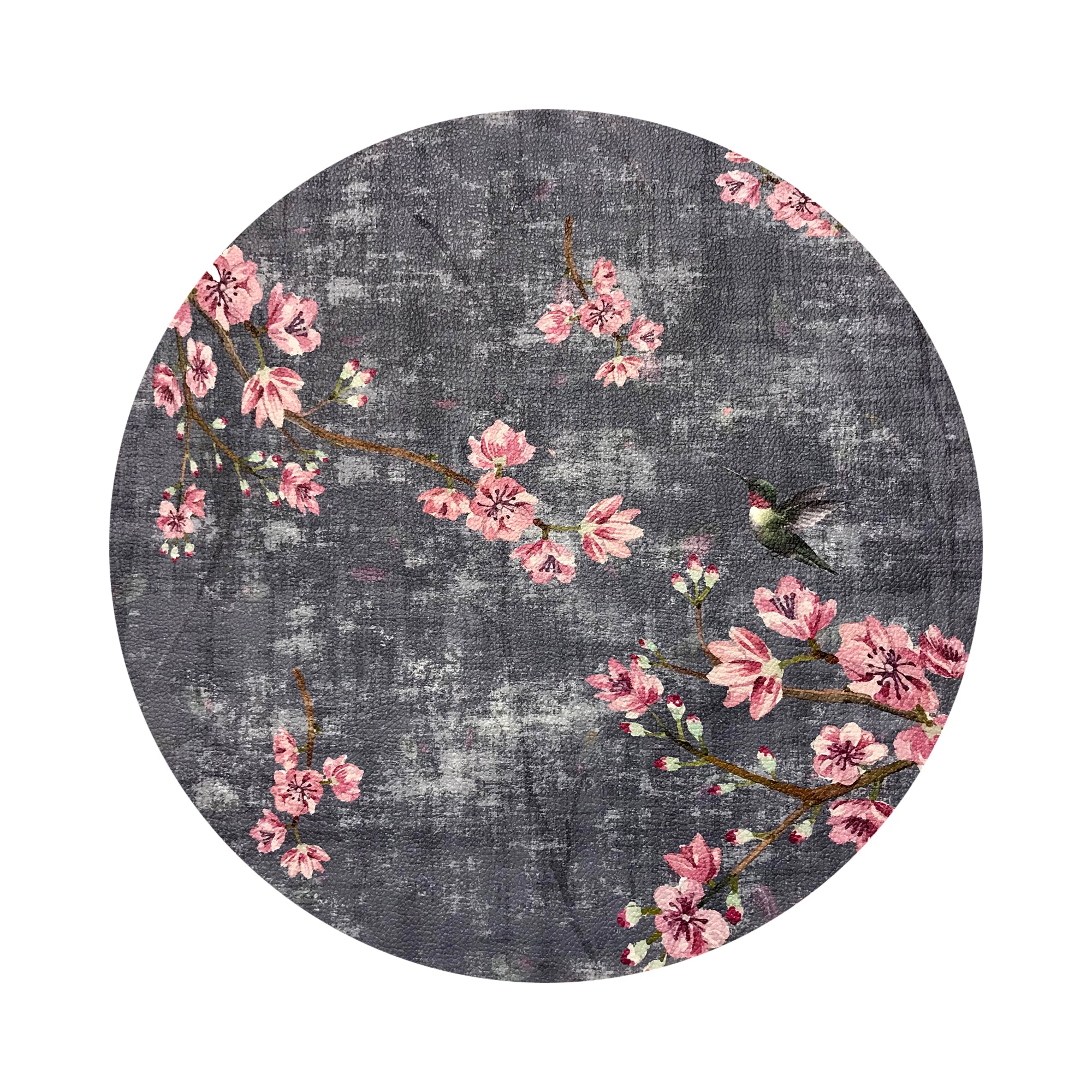 Blossom Fantasia Charcoal 16" Round Pebble Placemats, Set of 4 - nicolettemayer.com