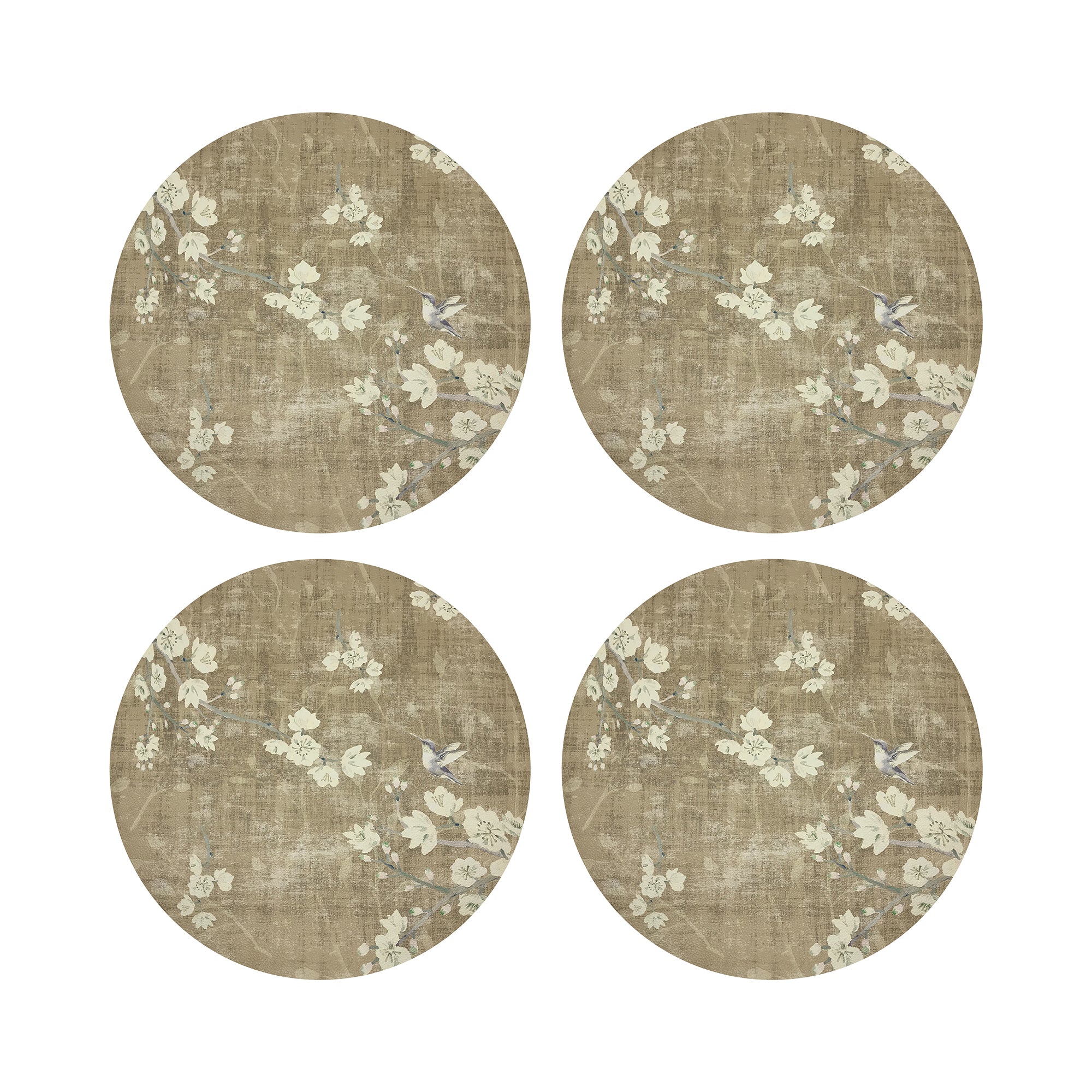 Blossom Fantasia Gold 16" Round Pebble Placemats, Set of 4 - nicolettemayer.com