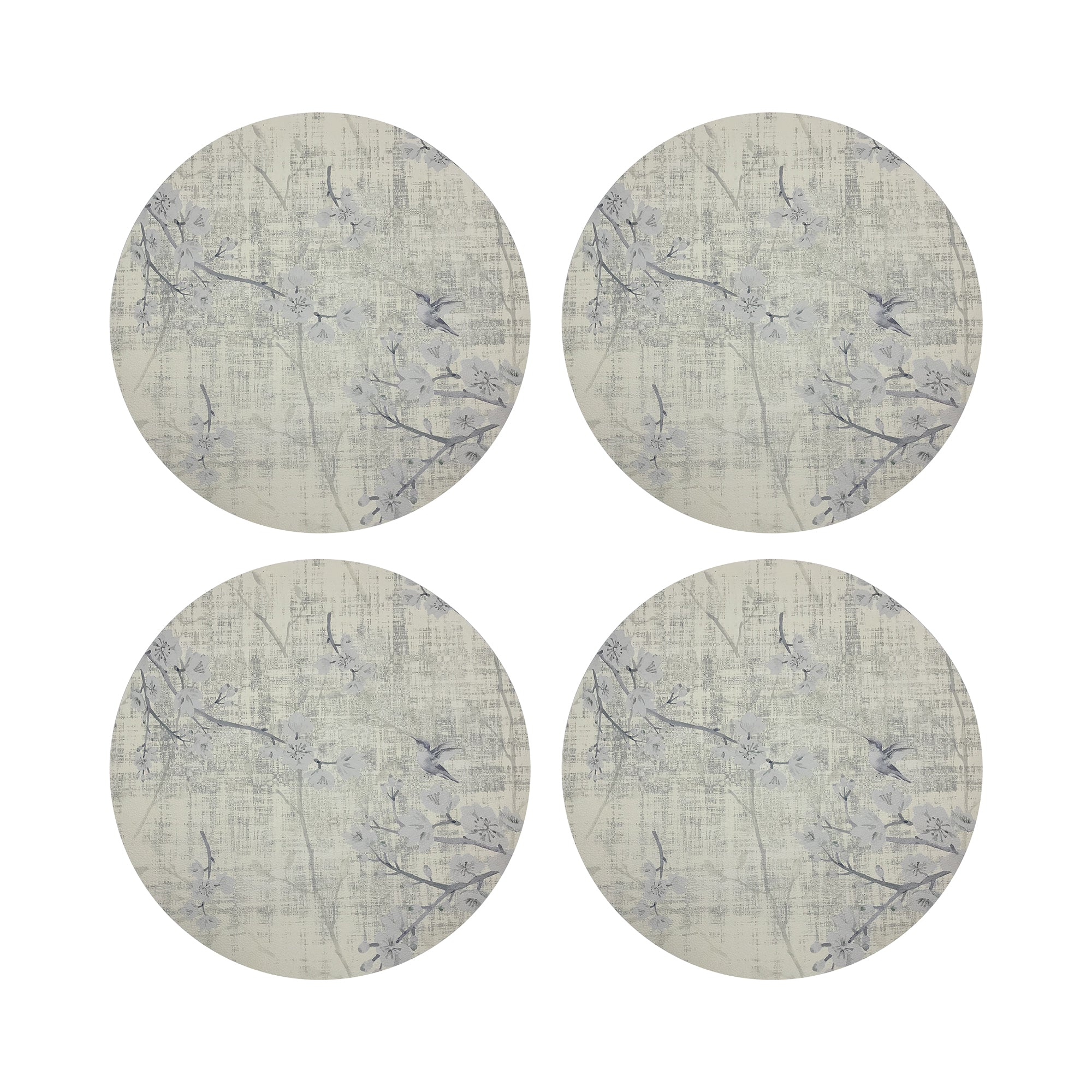 Blossom Fantasia Ivory 16" Round Pebble Placemats, Set of 4 - nicolettemayer.com