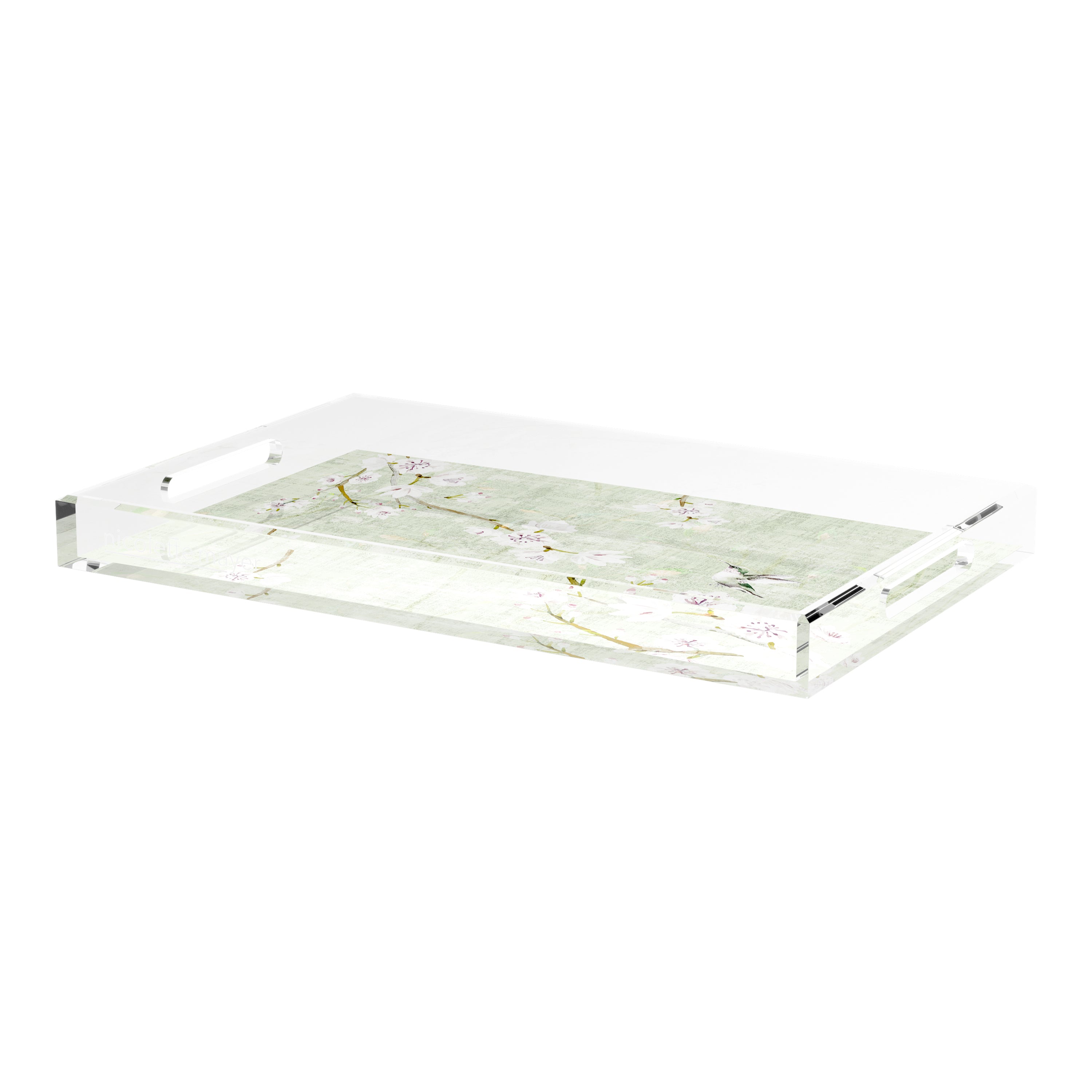 Blossom Fantasia Celadon 22.5X14.5 Acrylic Tray - nicolettemayer.com