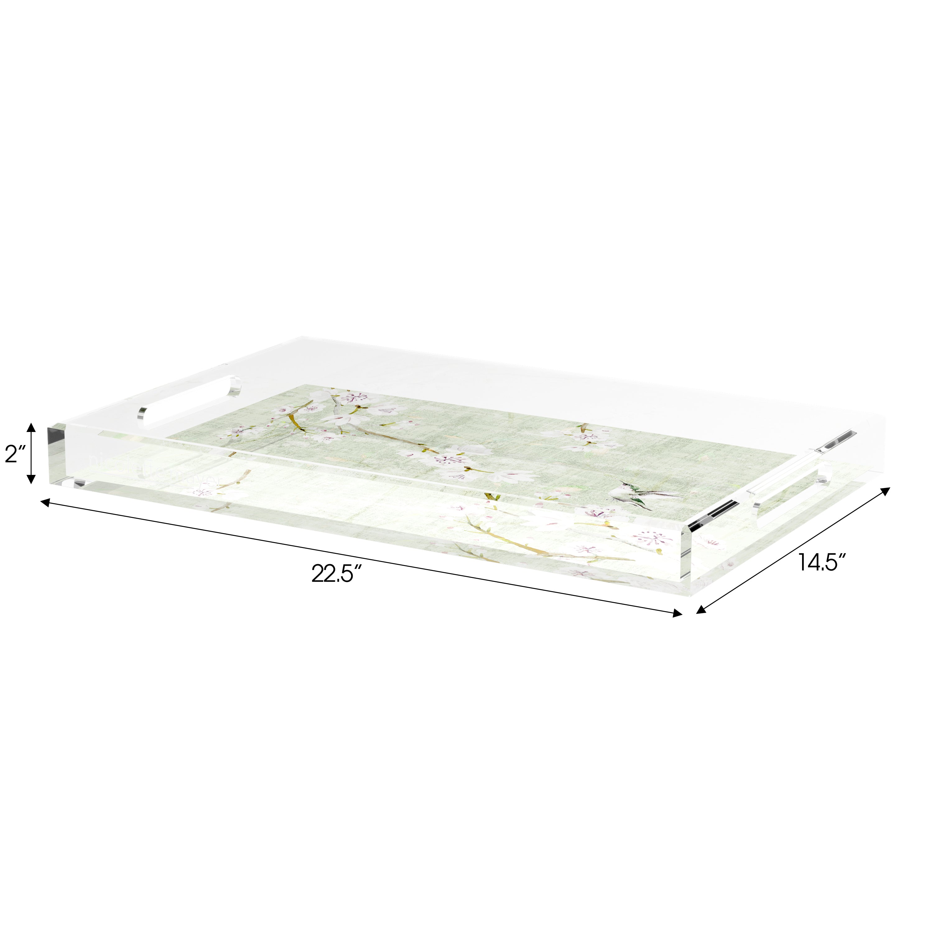 Blossom Fantasia Celadon 22.5X14.5 Acrylic Tray - nicolettemayer.com