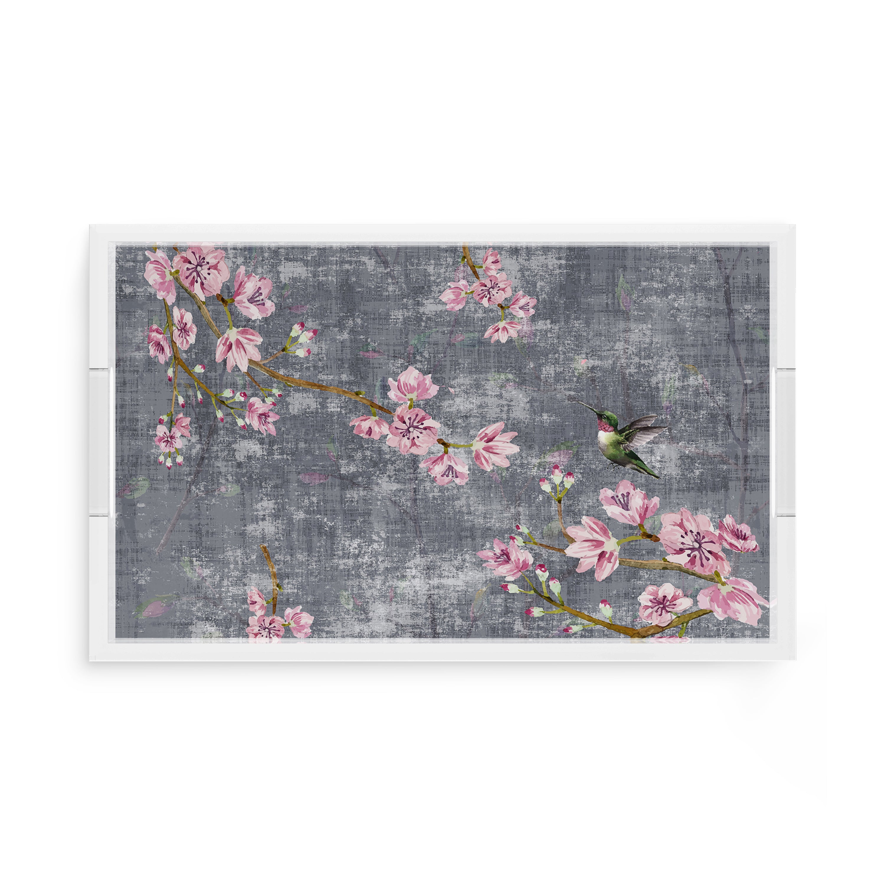 Blossom Fantasia Charcoal 17X10.5 Acrylic Tray - nicolettemayer.com