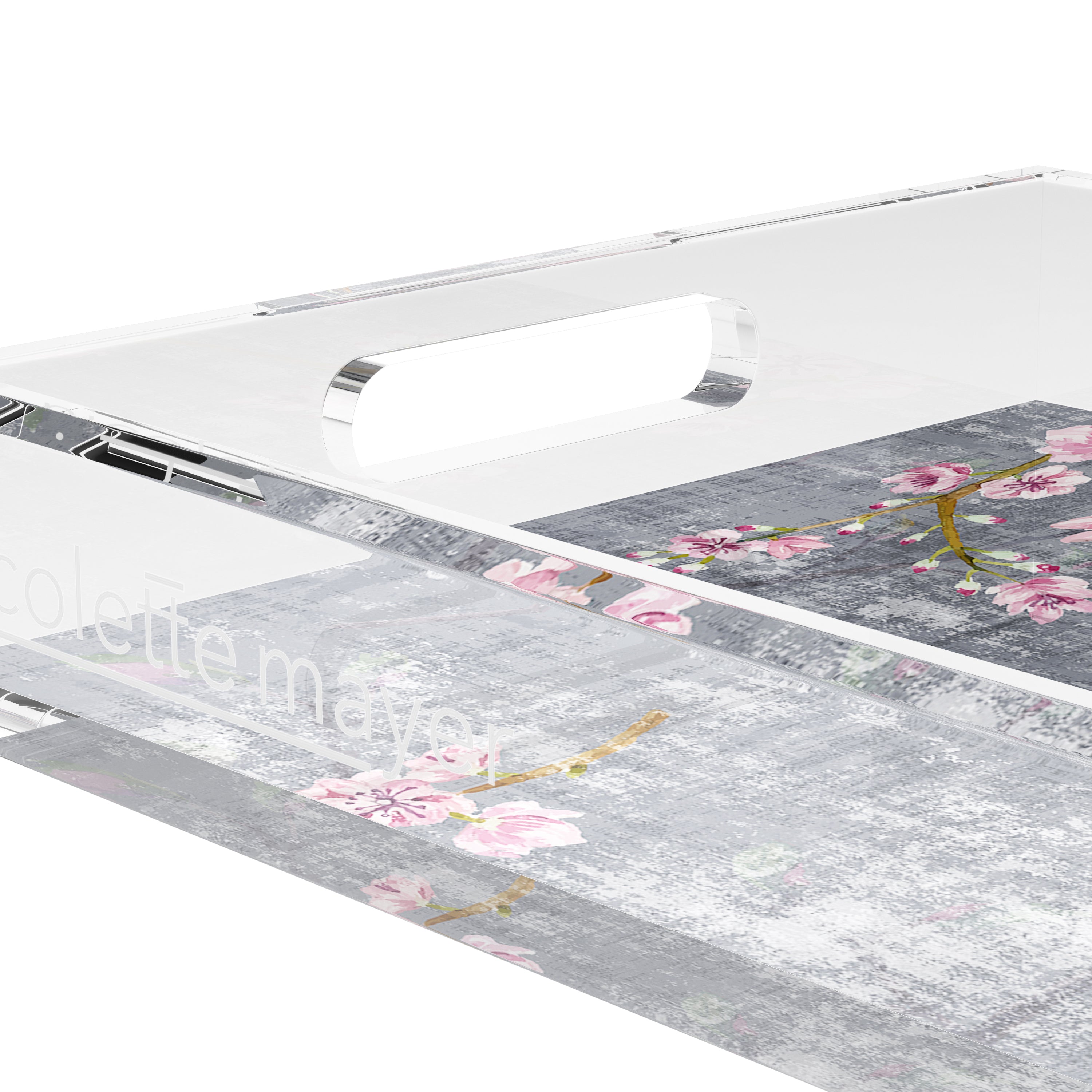 Blossom Fantasia Charcoal 17X10.5 Acrylic Tray - nicolettemayer.com