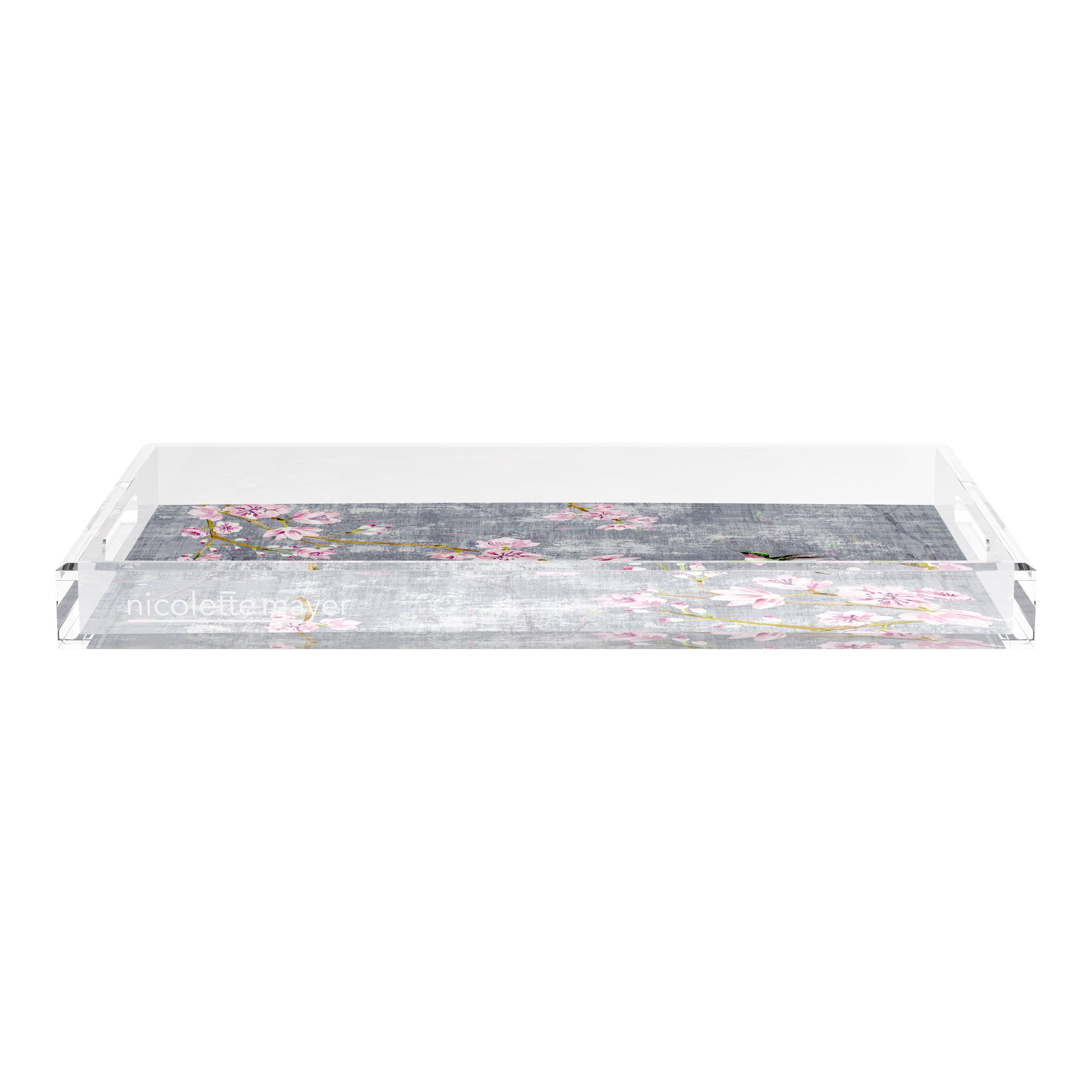 Blossom Fantasia Charcoal 22.5X14.5 Acrylic Tray - nicolettemayer.com