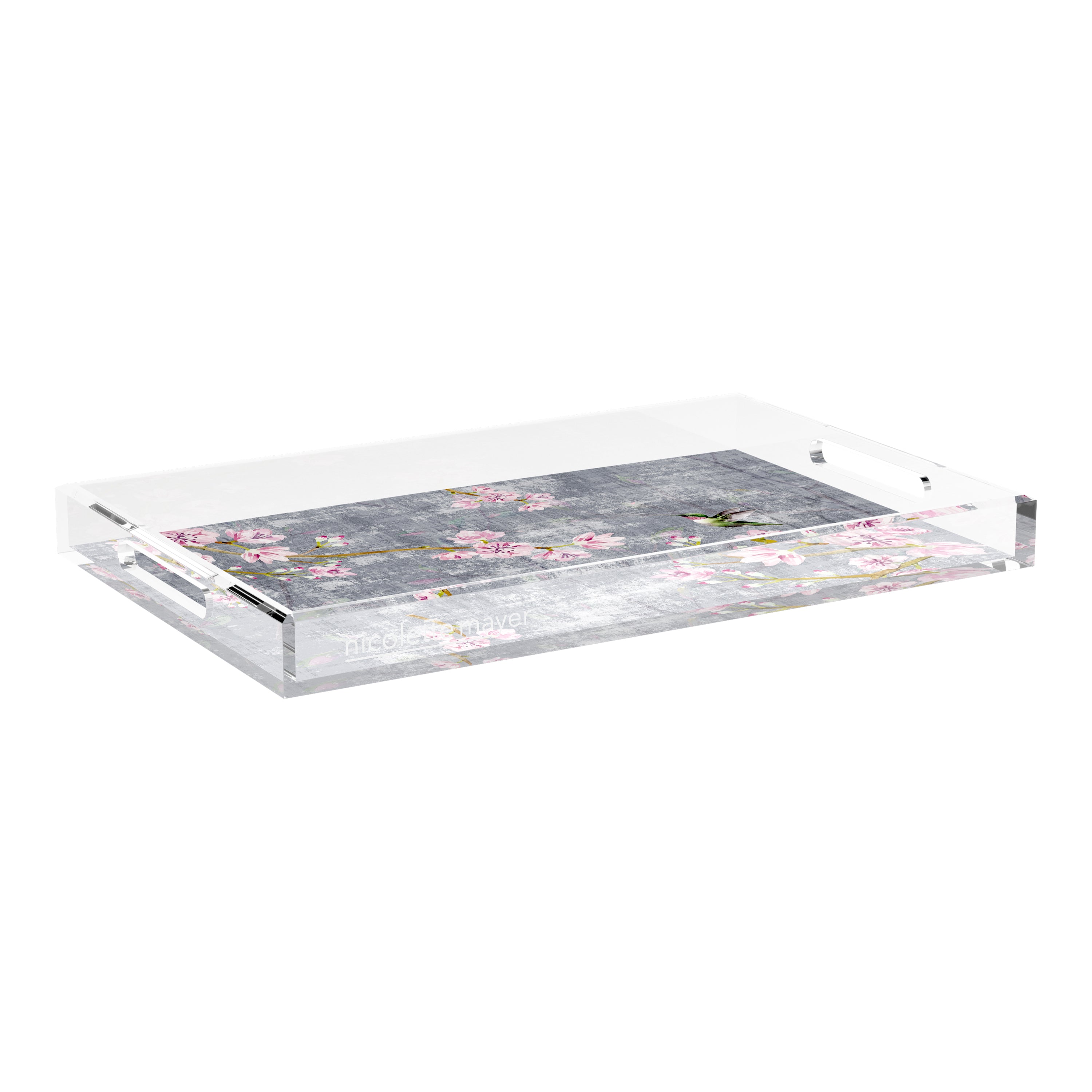 Blossom Fantasia Charcoal 22.5X14.5 Acrylic Tray - nicolettemayer.com