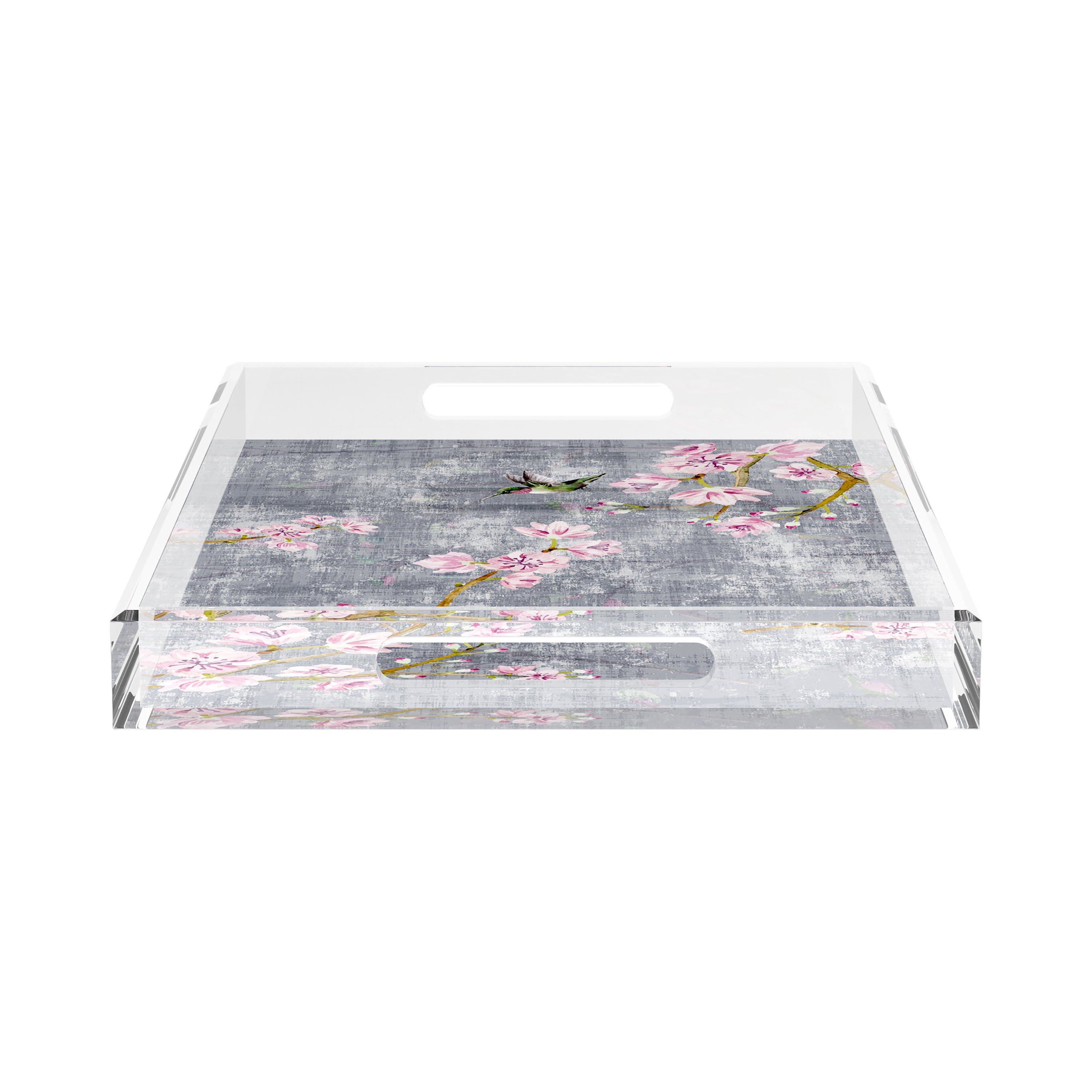 Blossom Fantasia Charcoal 22.5X14.5 Acrylic Tray - nicolettemayer.com