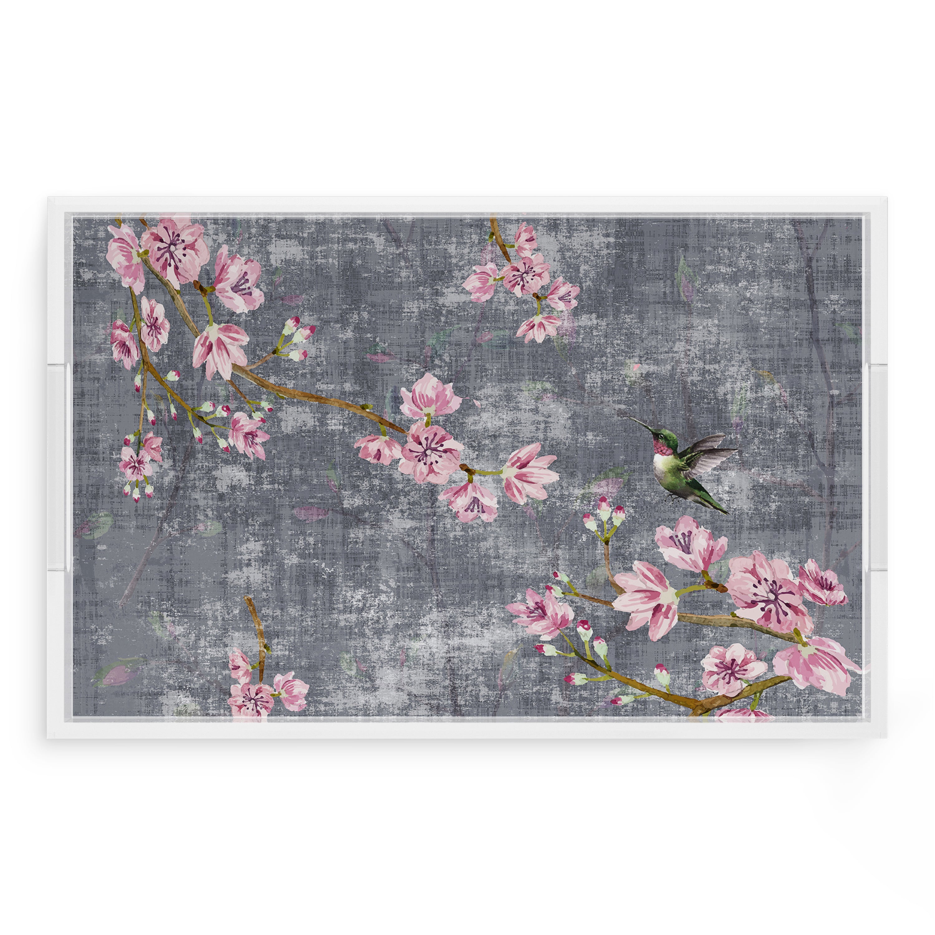 Blossom Fantasia Charcoal 22.5X14.5 Acrylic Tray - nicolettemayer.com