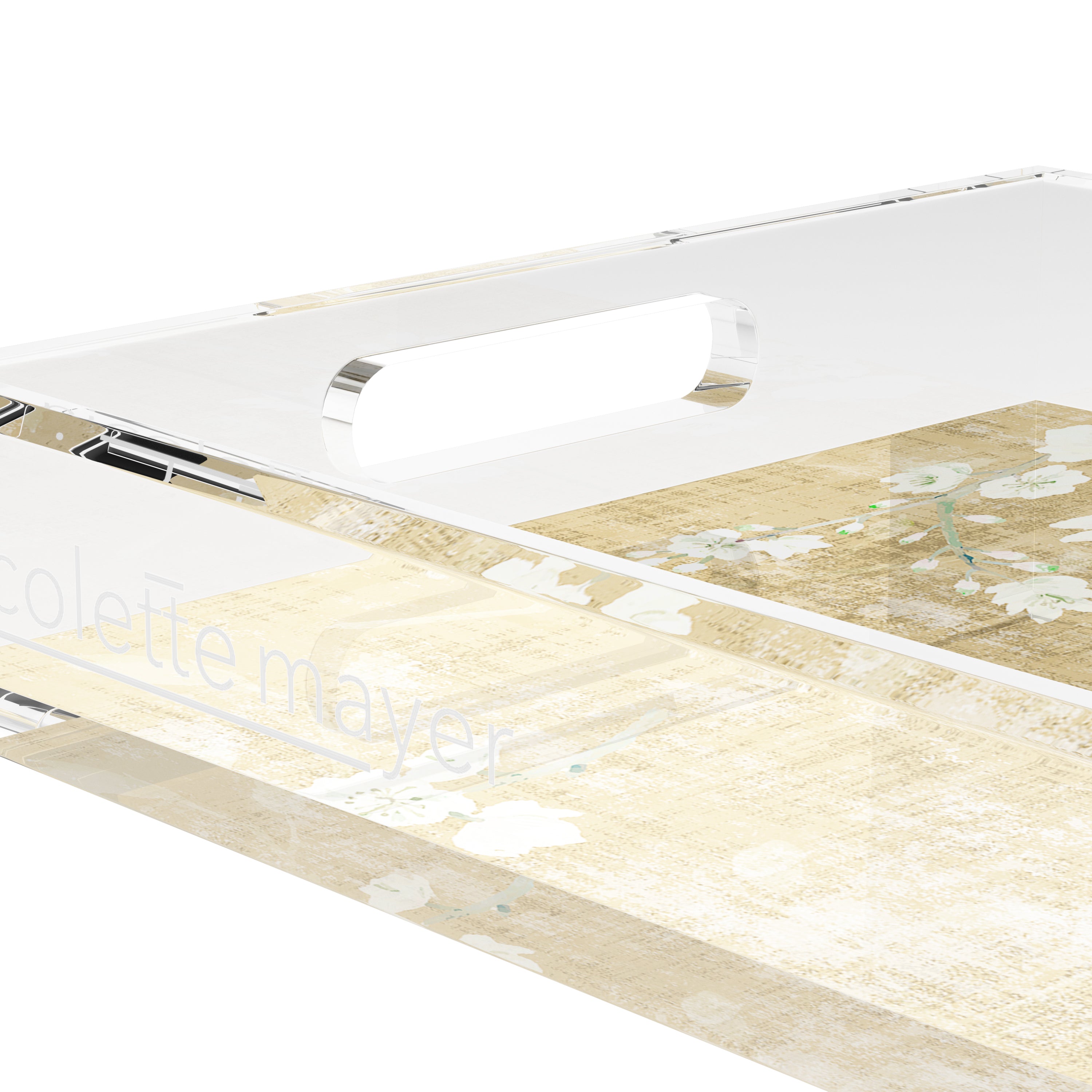 Blossom Fantasia Gold 17X10.5 Acrylic Tray - nicolettemayer.com