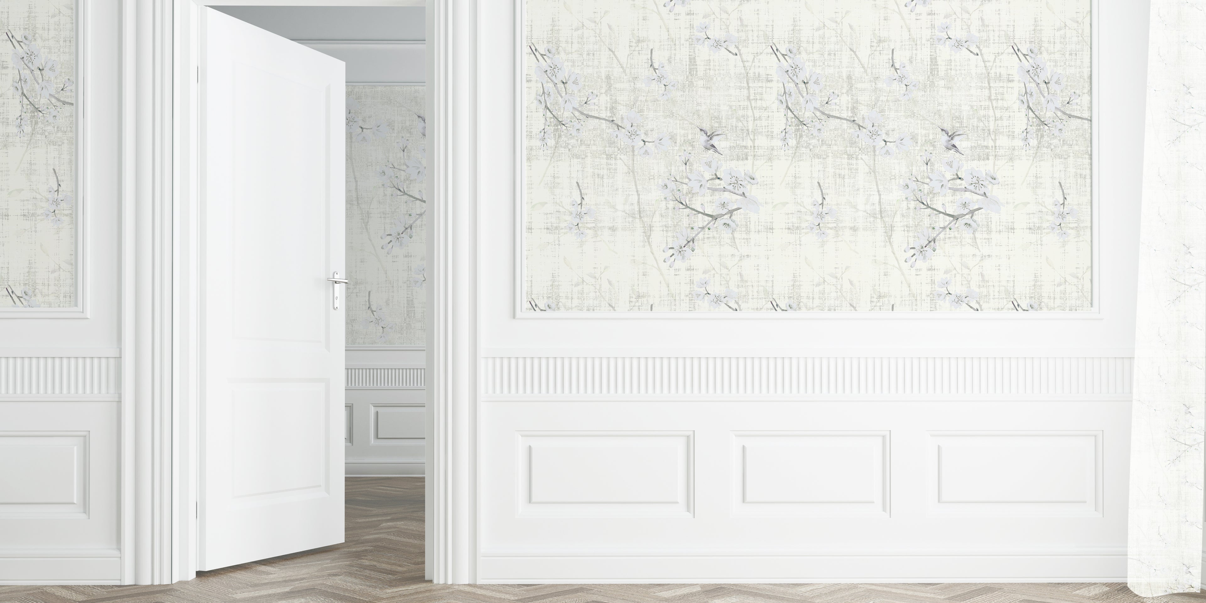 Papier peint Blossom Fantasia Ivoire, au mètre