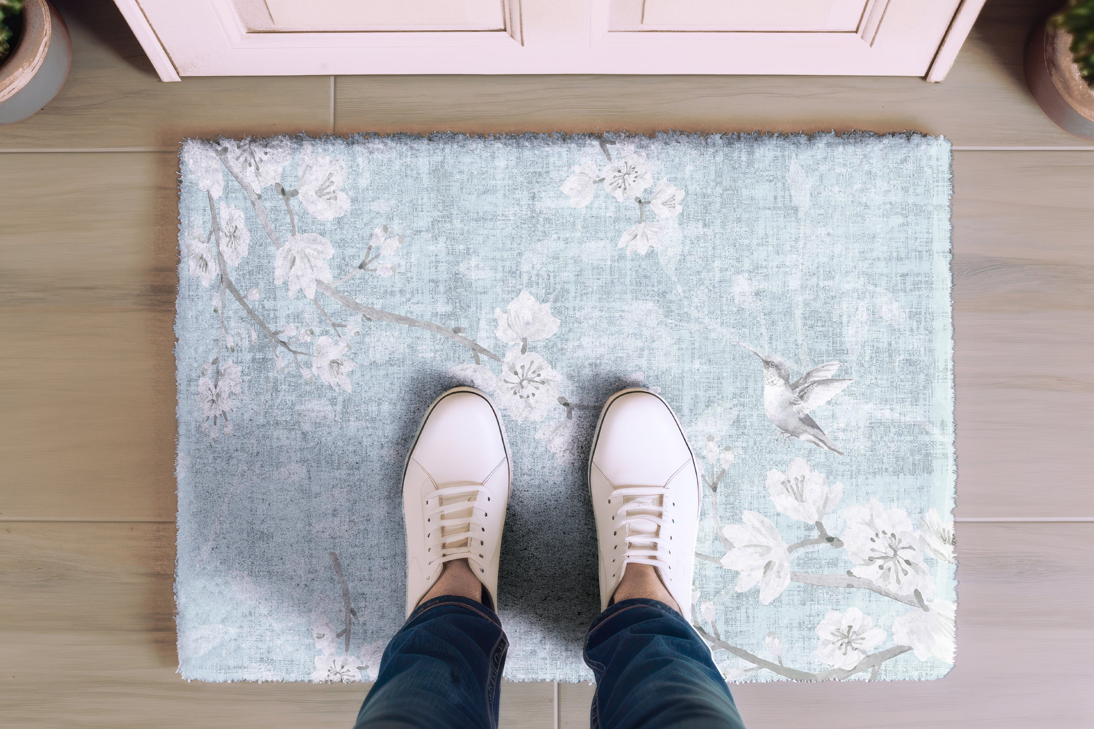 Blossom Fantasia Sky Cloud Rectangle Washable Rug - nicolettemayer.com