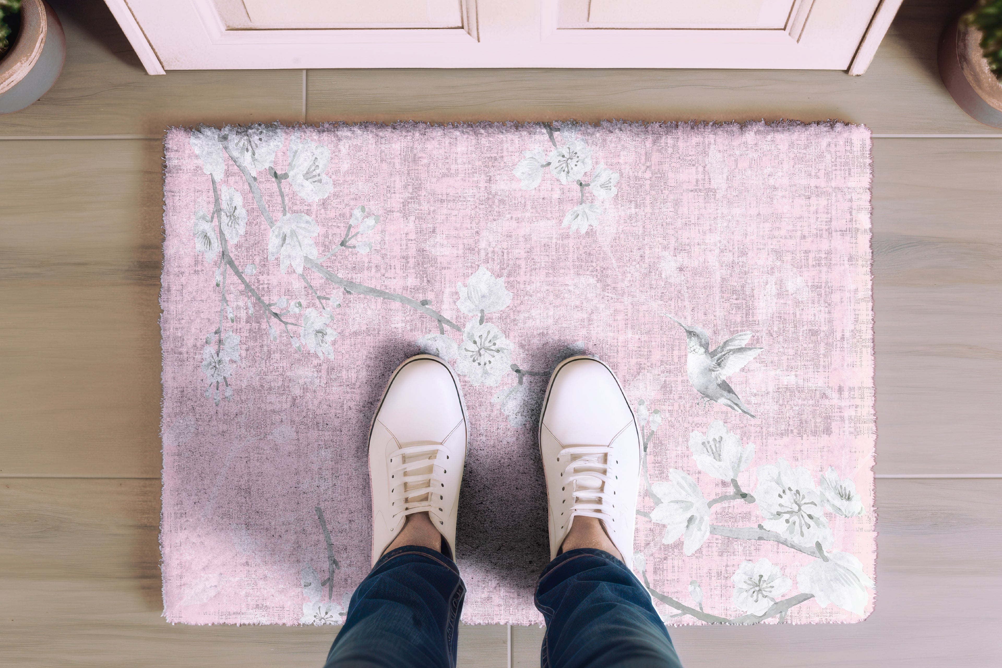 Blossom Fantasia Soft Pink Cloud Rectangle Washable Rug - nicolettemayer.com