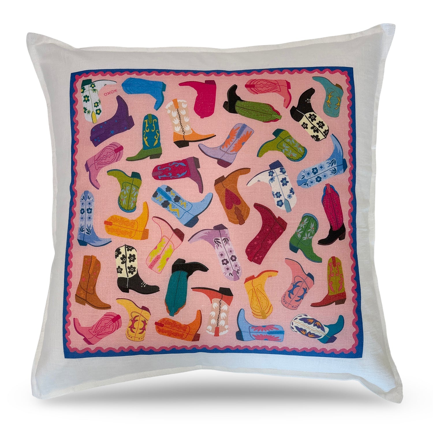 Boot Love XOXO 22x22 White Flange Pillow