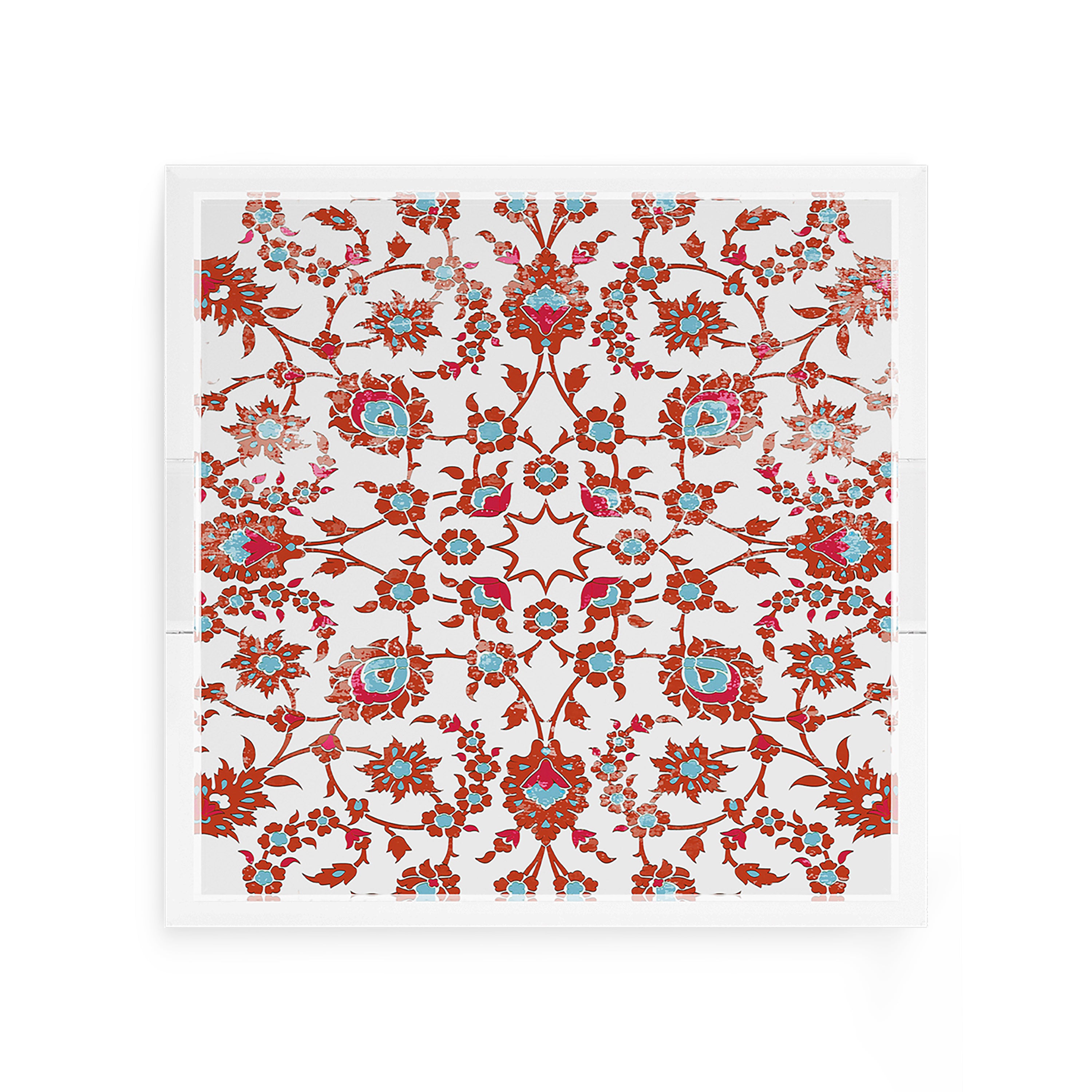 Bosphorus Red Turquoise 12X12 Acrylic Tray - nicolettemayer.com