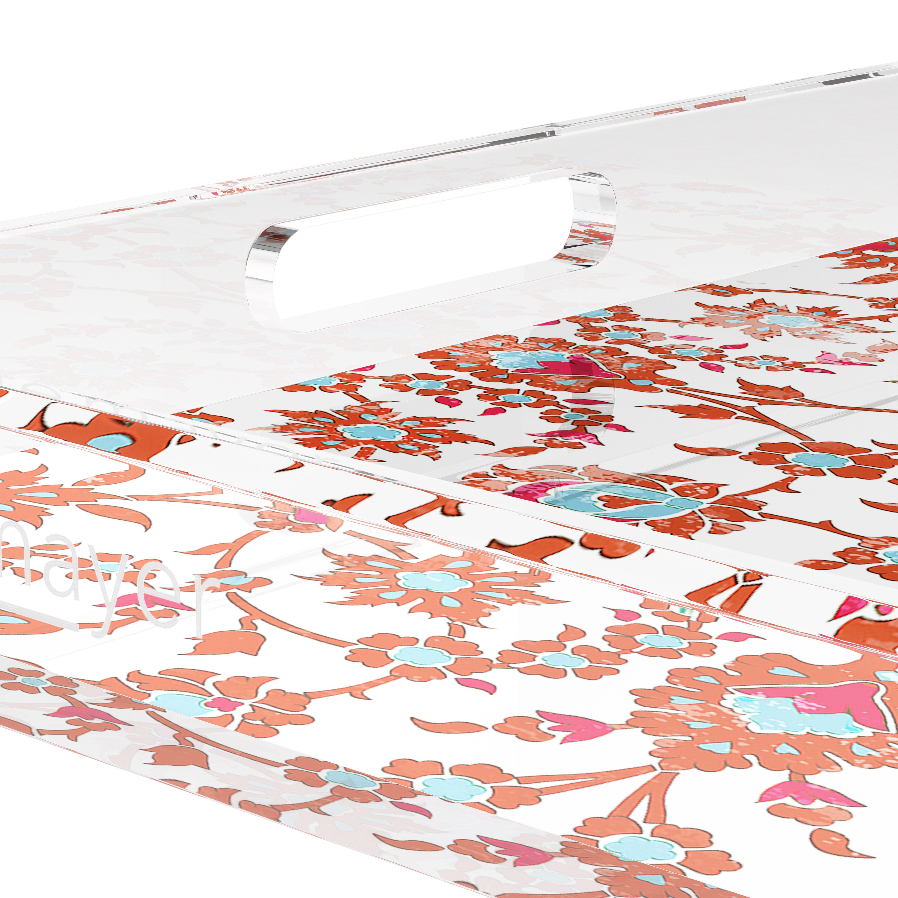 Bosphorus Red Turquoise 12X12 Acrylic Tray - nicolettemayer.com