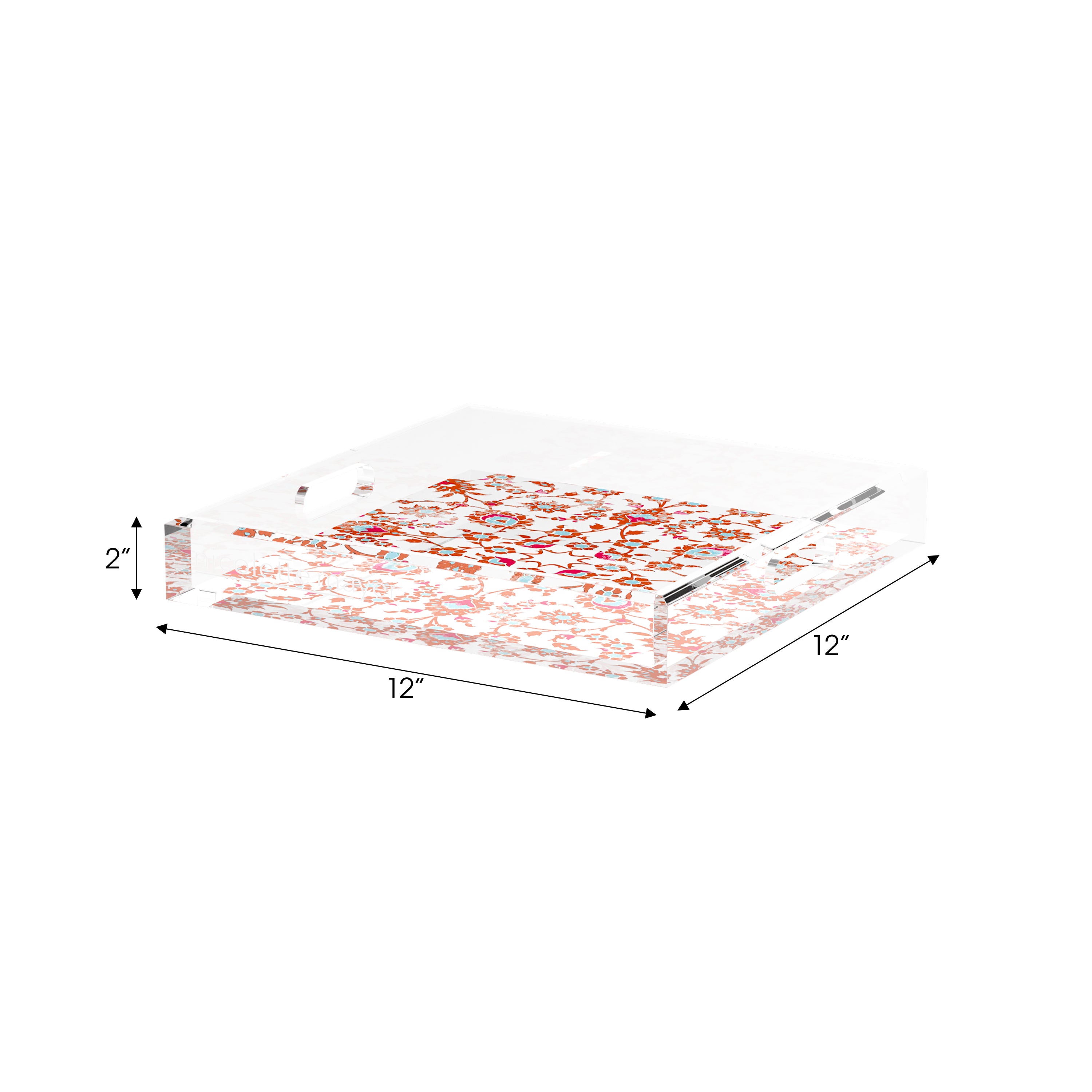 Bosphorus Red Turquoise 12X12 Acrylic Tray - nicolettemayer.com