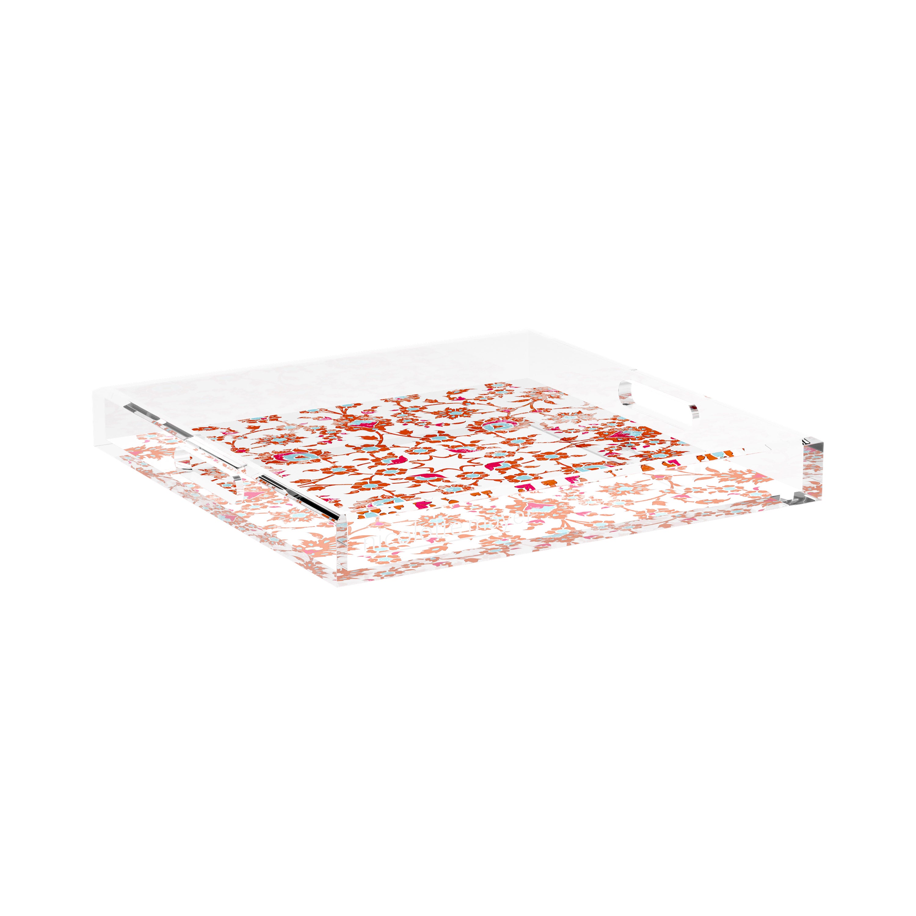 Bosphorus Red Turquoise 15X15 Acrylic Tray - nicolettemayer.com