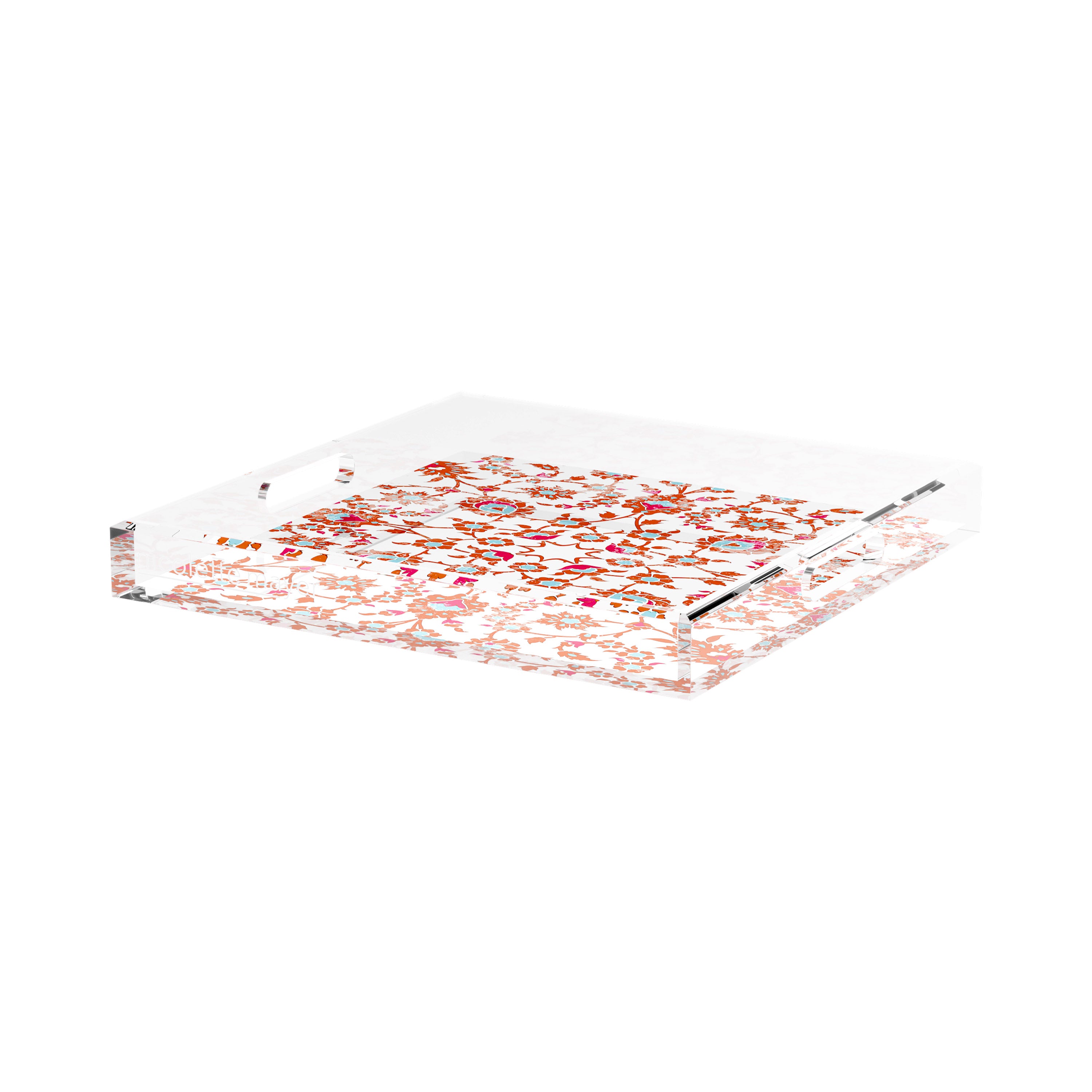Bosphorus Red Turquoise 15X15 Acrylic Tray - nicolettemayer.com