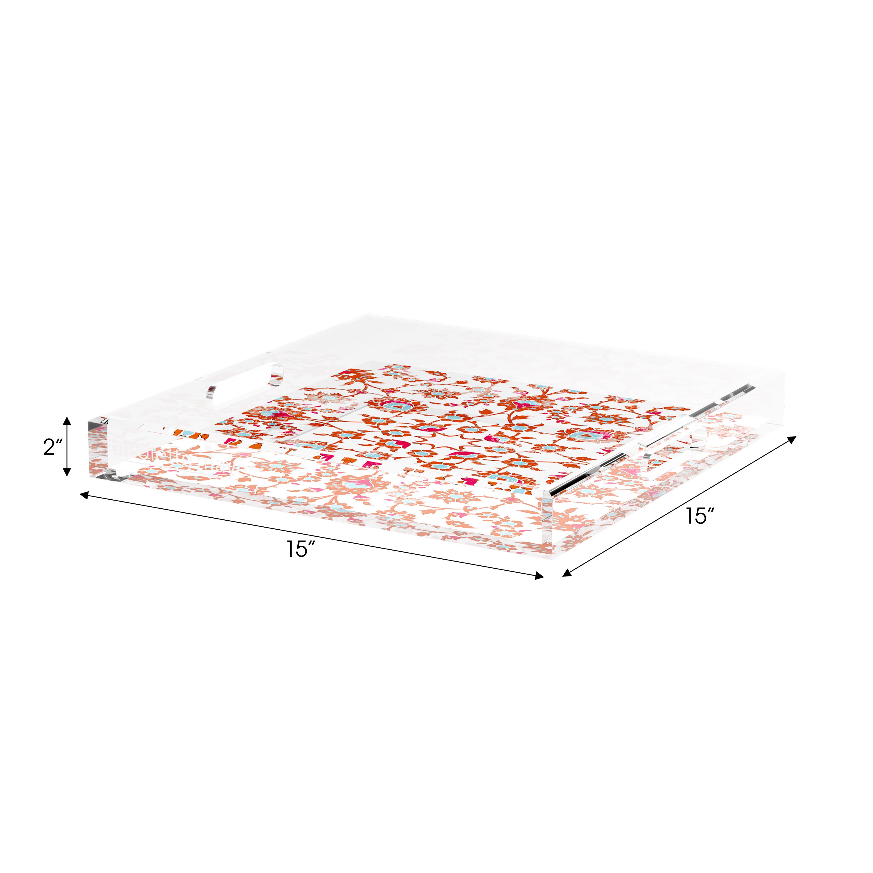 Bosphorus Red Turquoise 15X15 Acrylic Tray - nicolettemayer.com