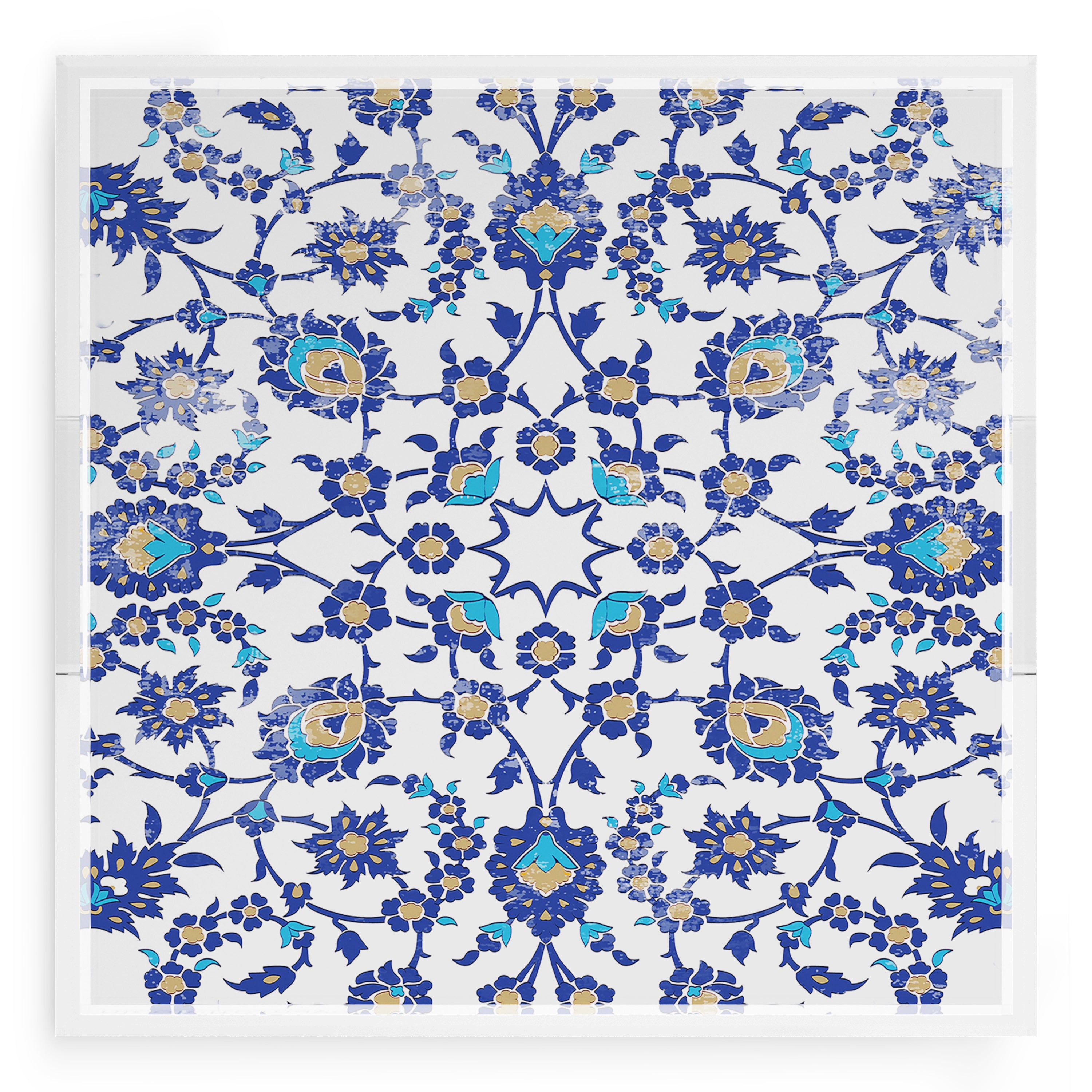 Bosphorus Blue White 18X18 Acrylic Tray - nicolettemayer.com